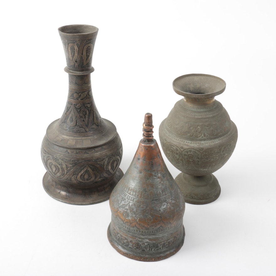 Brass Vases and Bell