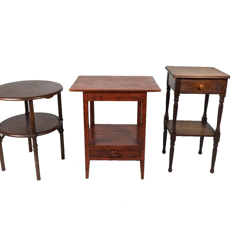 Three Vintage Wood End Tables