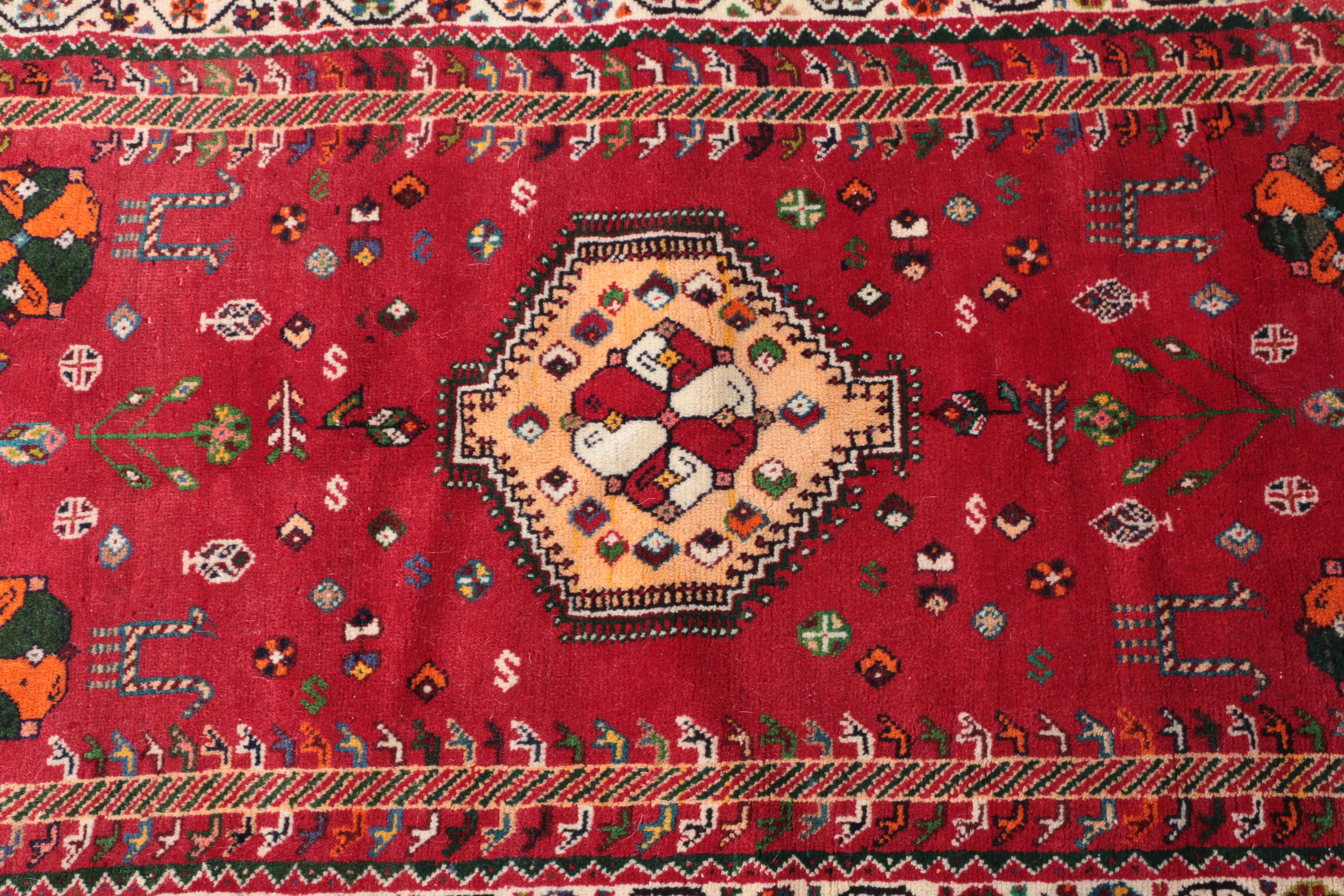 Hand-Knotted Persian Qashqai Accent Rug