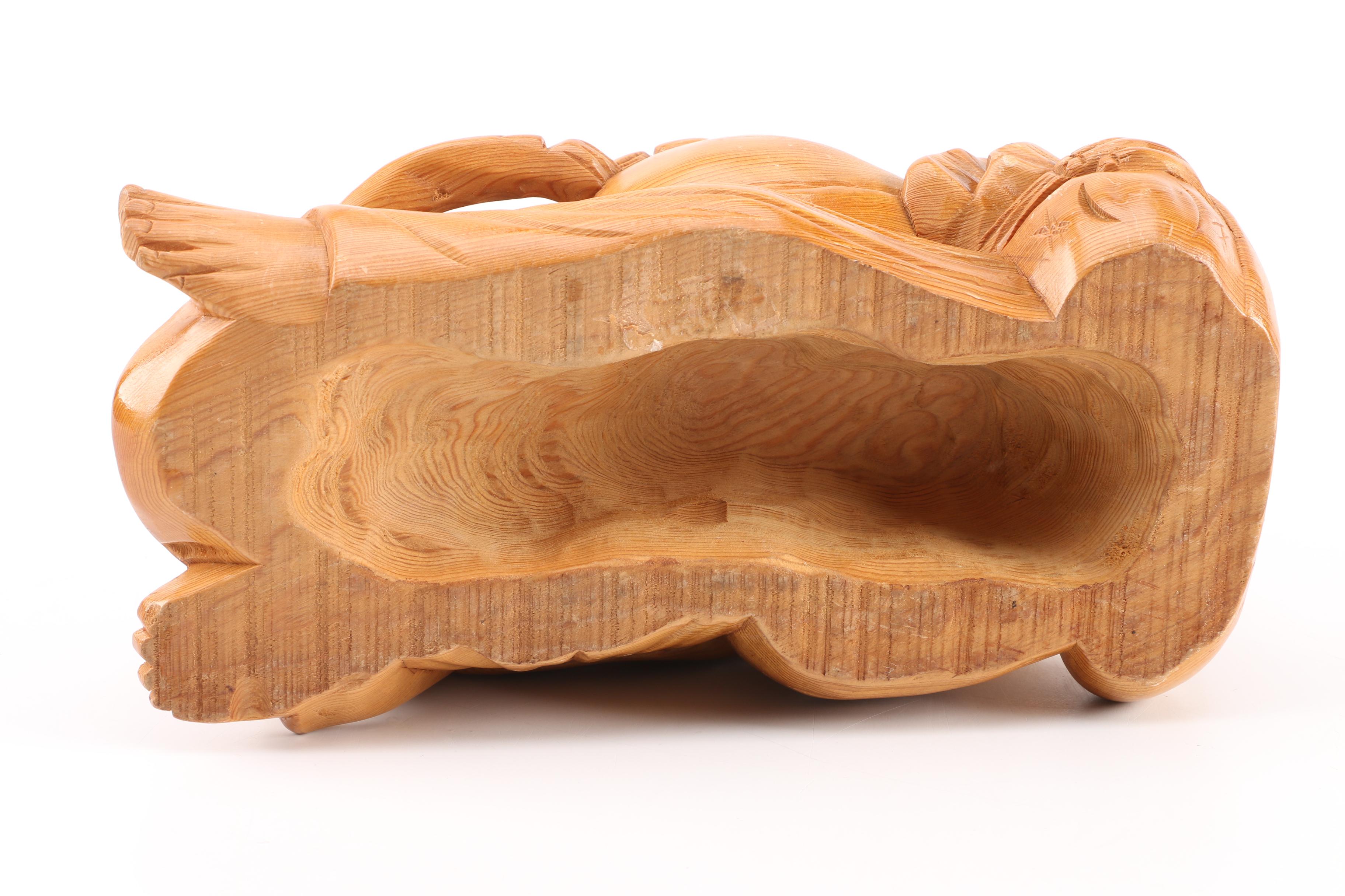 Budai and Buddha Wooden Figurines