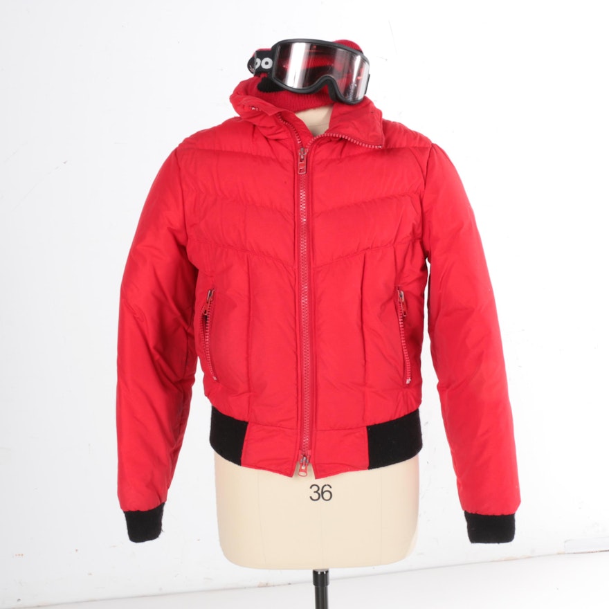 CB Sports Red Ski Jacket with Hat and Bollé Goggles