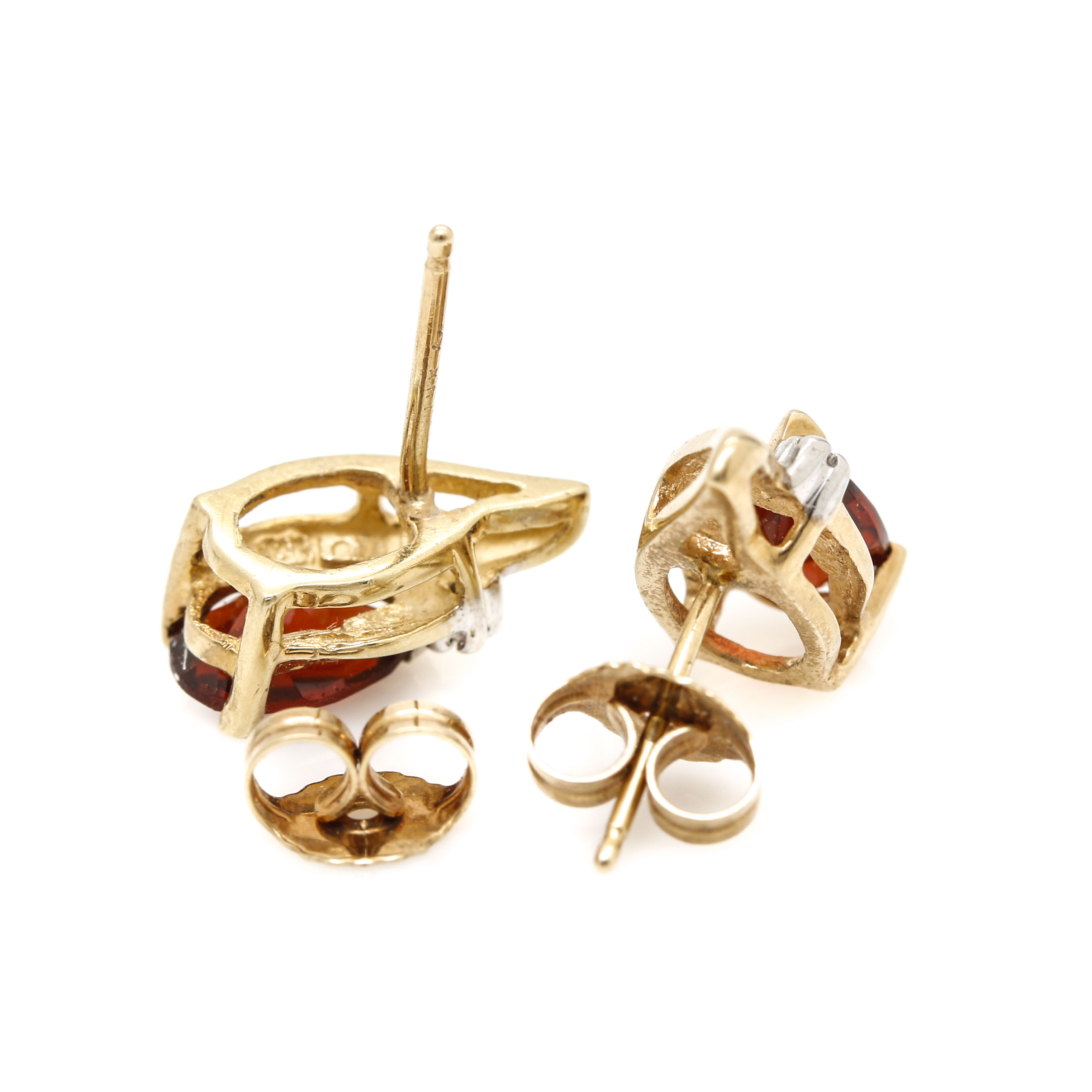 14K and 10K Yellow Gold Amethyst, Garnet, and Diamond Earrings