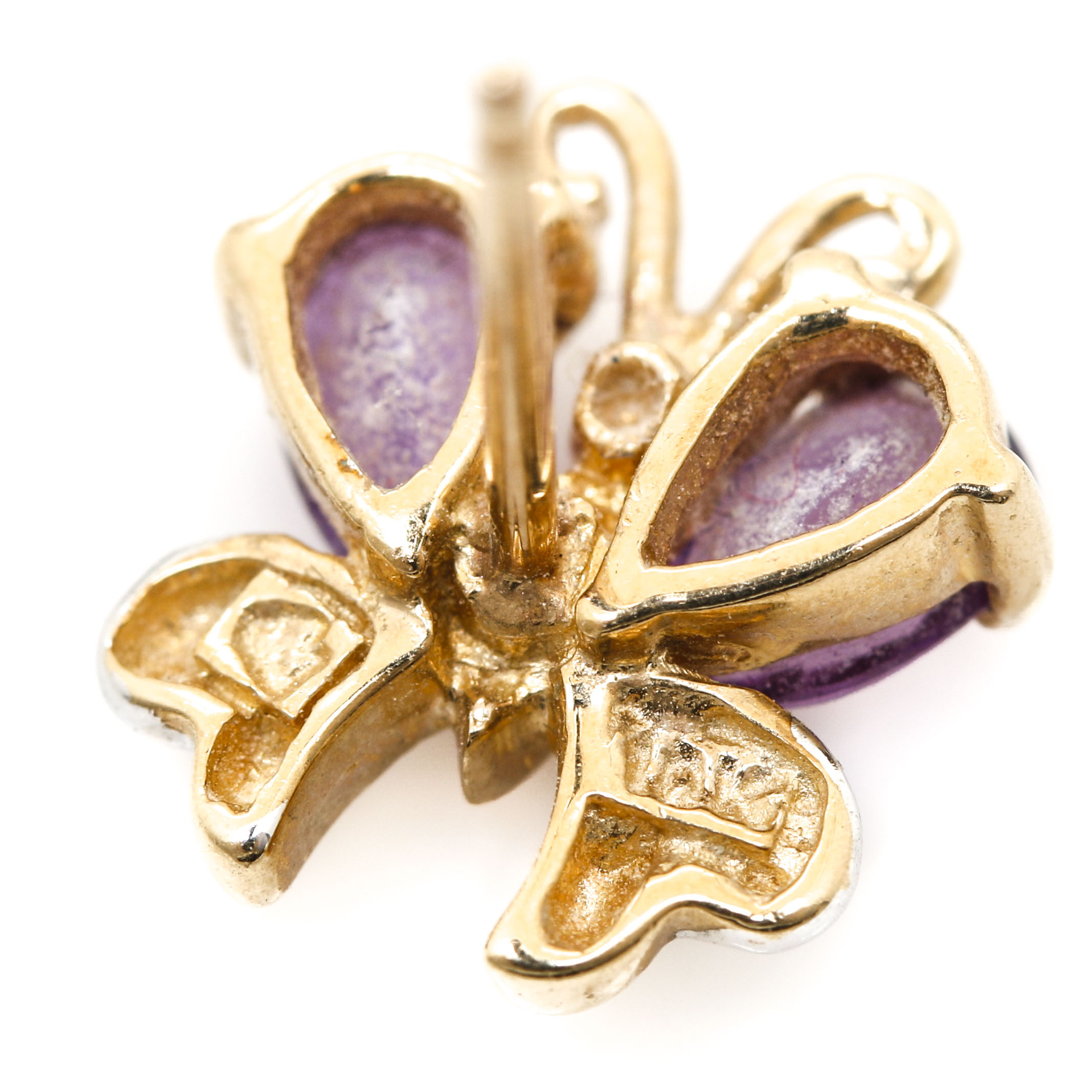 14K and 10K Yellow Gold Amethyst, Garnet, and Diamond Earrings