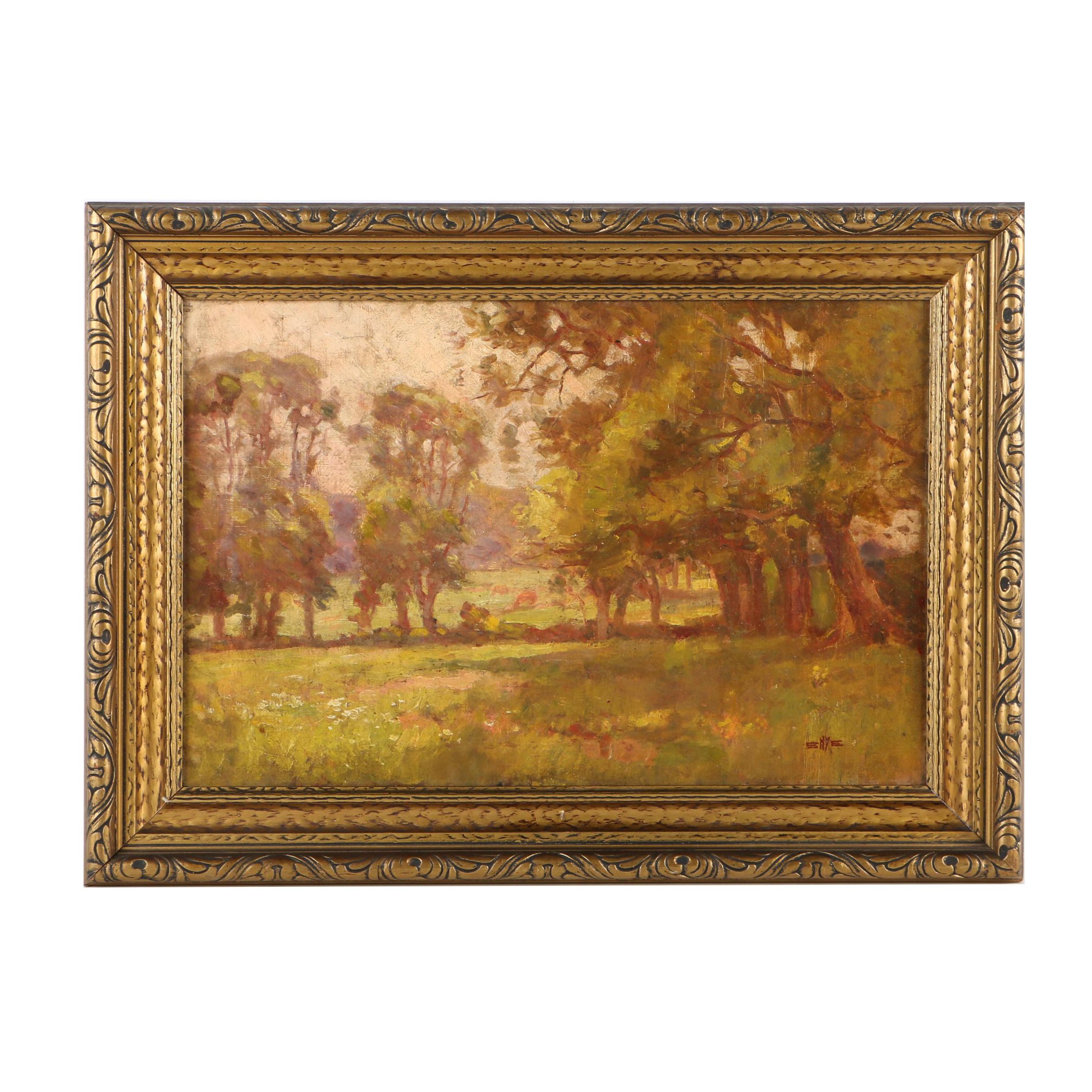 Edgar Nye Oil Painting of a Grove of Trees