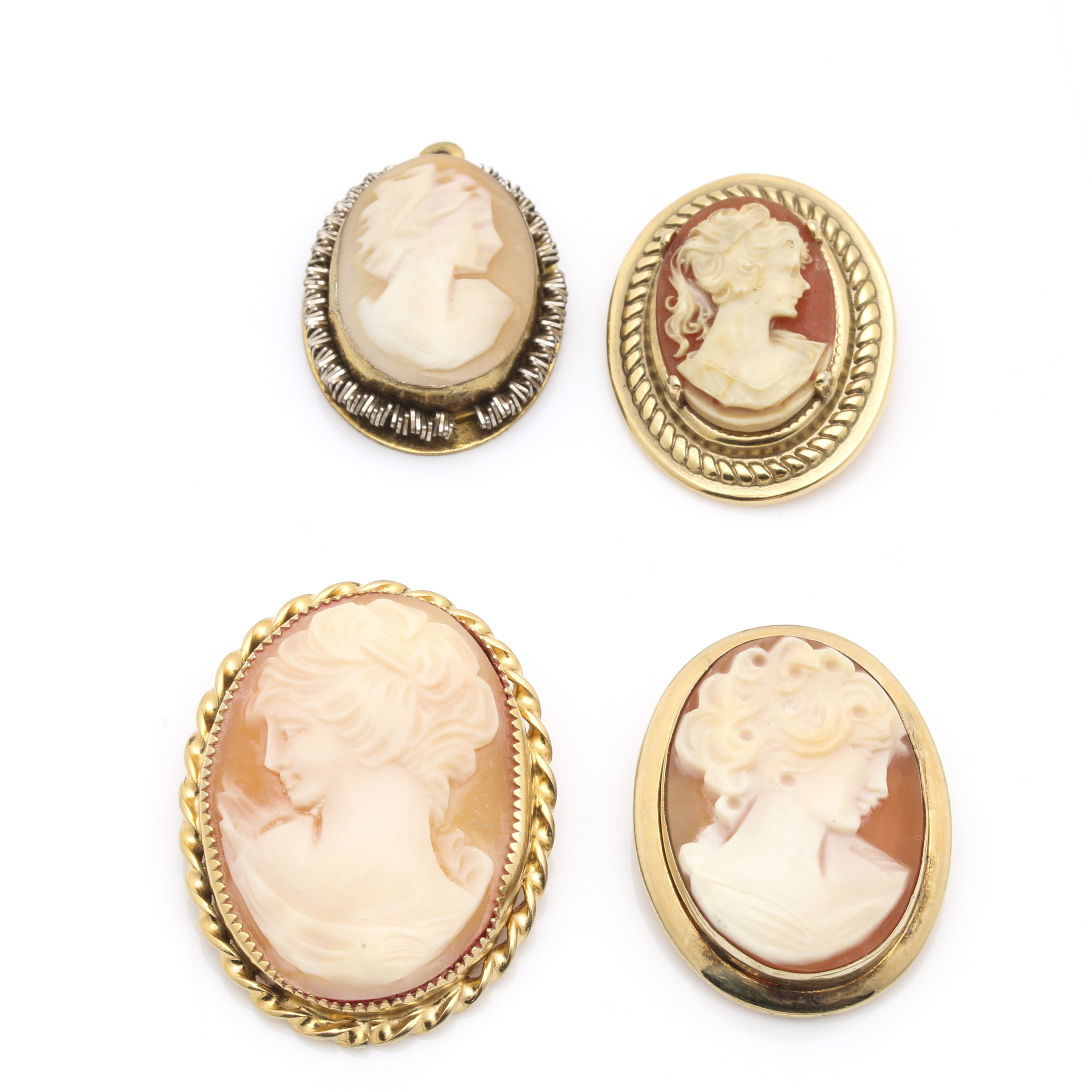 Vintage Gold Filled Carved Helmet Shell Cameo Jewelry