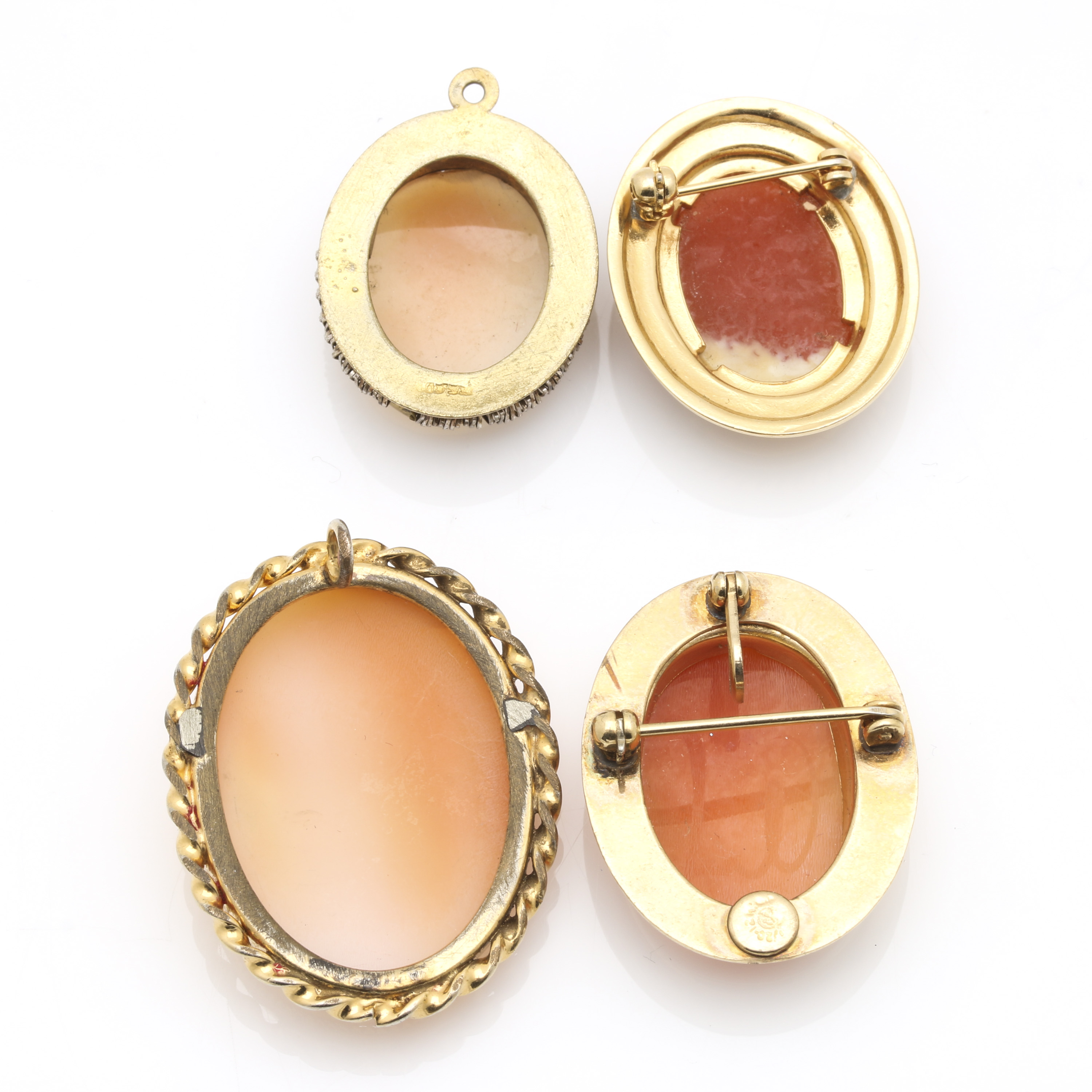 Vintage Gold Filled Carved Helmet Shell Cameo Jewelry