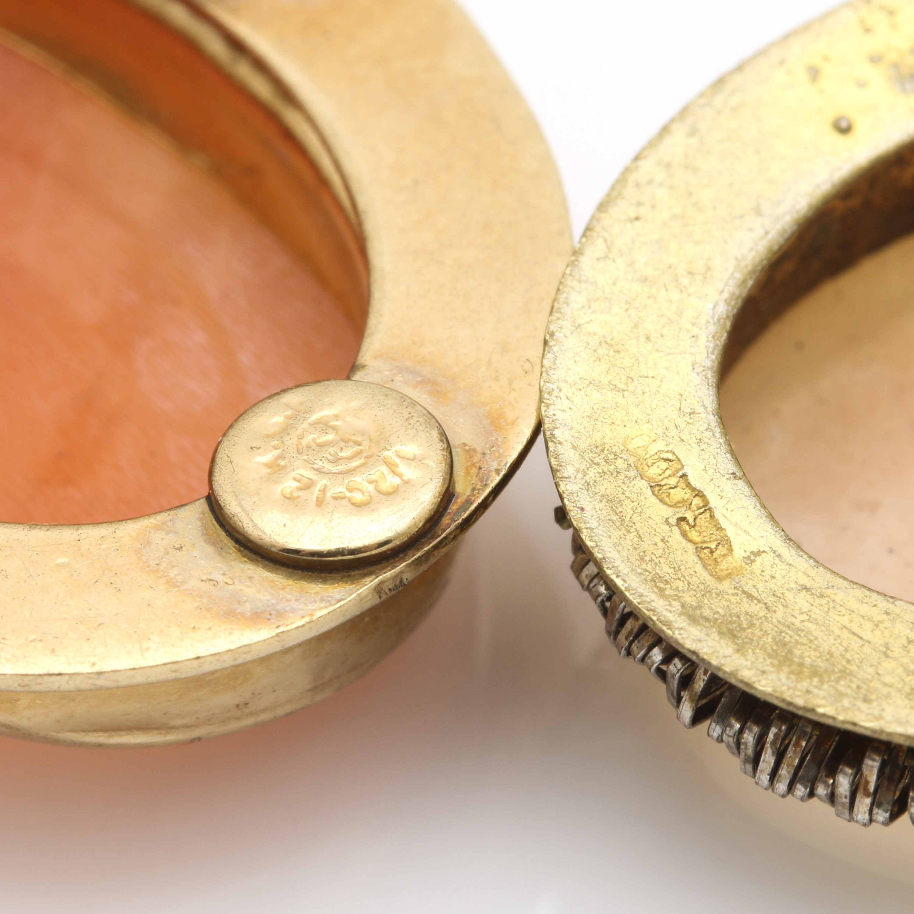 Vintage Gold Filled Carved Helmet Shell Cameo Jewelry