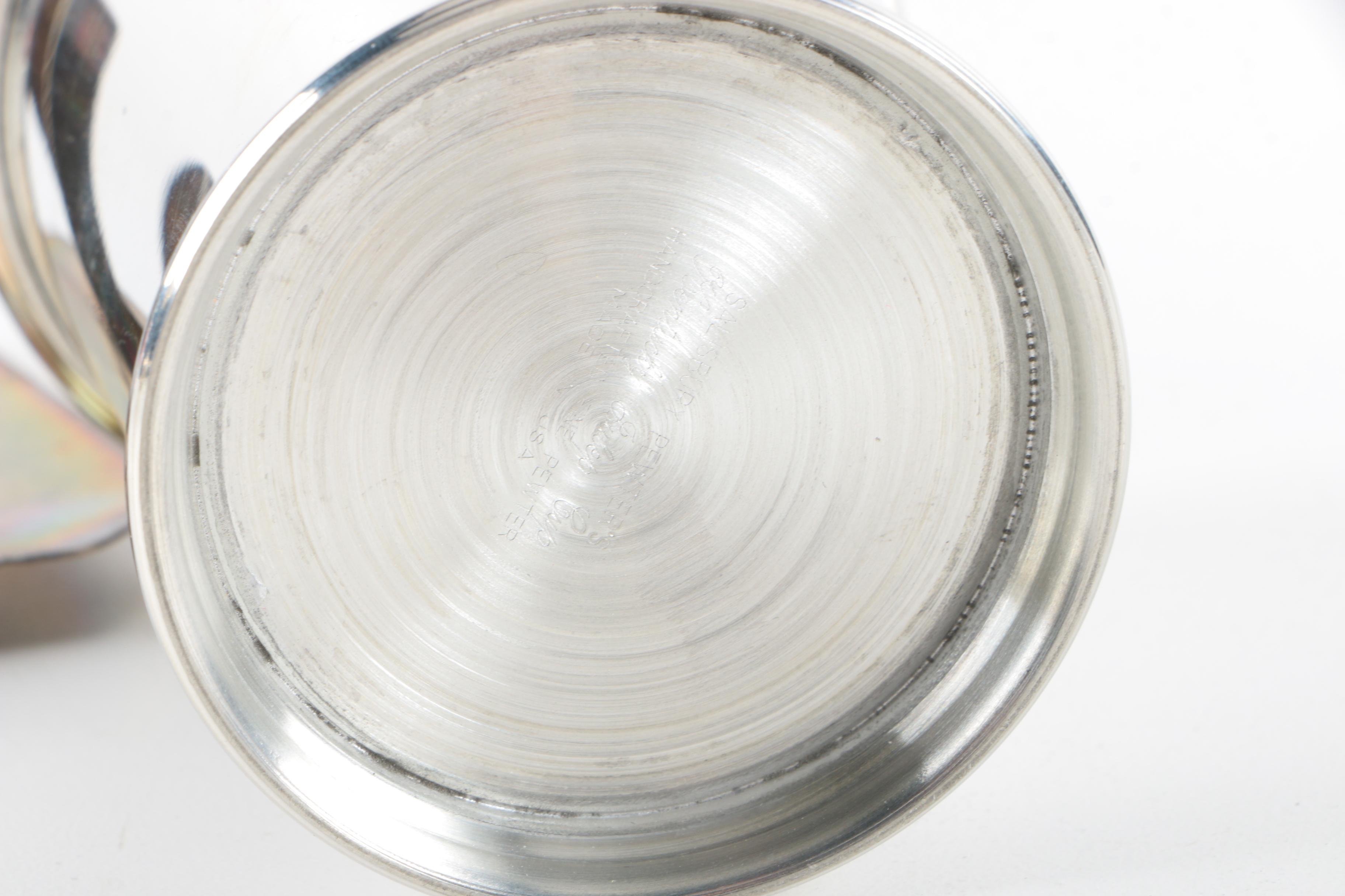 Webster Openwork Sterling Trivet with Pewter and Silver Plate Serving Utensils