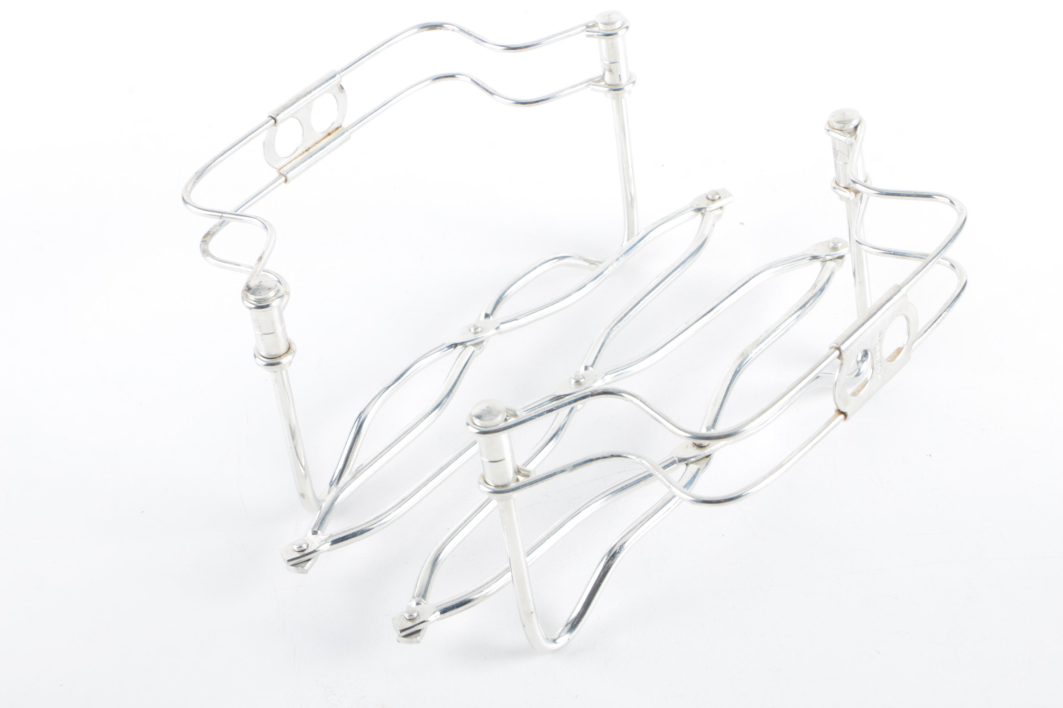 Webster Openwork Sterling Trivet with Pewter and Silver Plate Serving Utensils