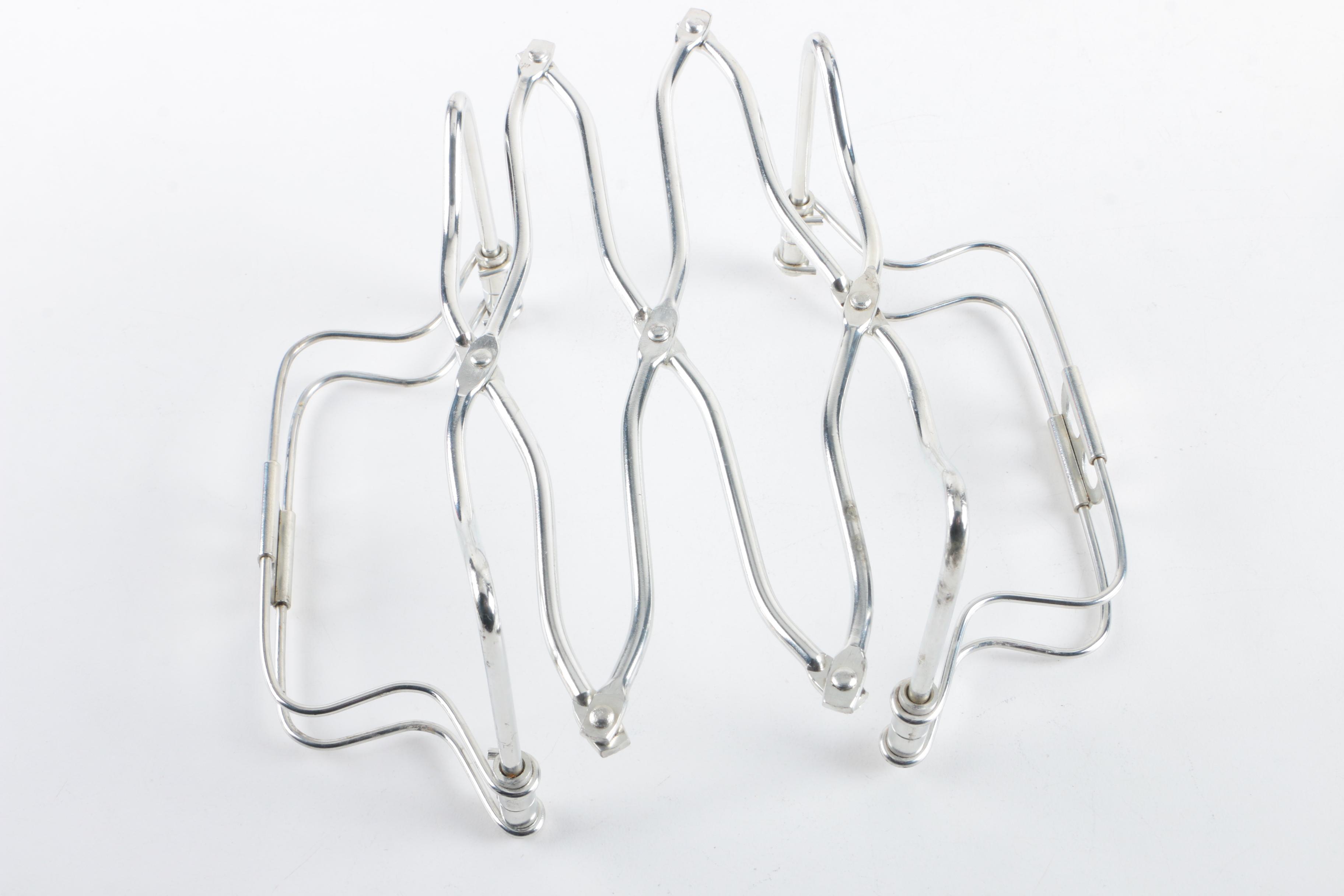 Webster Openwork Sterling Trivet with Pewter and Silver Plate Serving Utensils