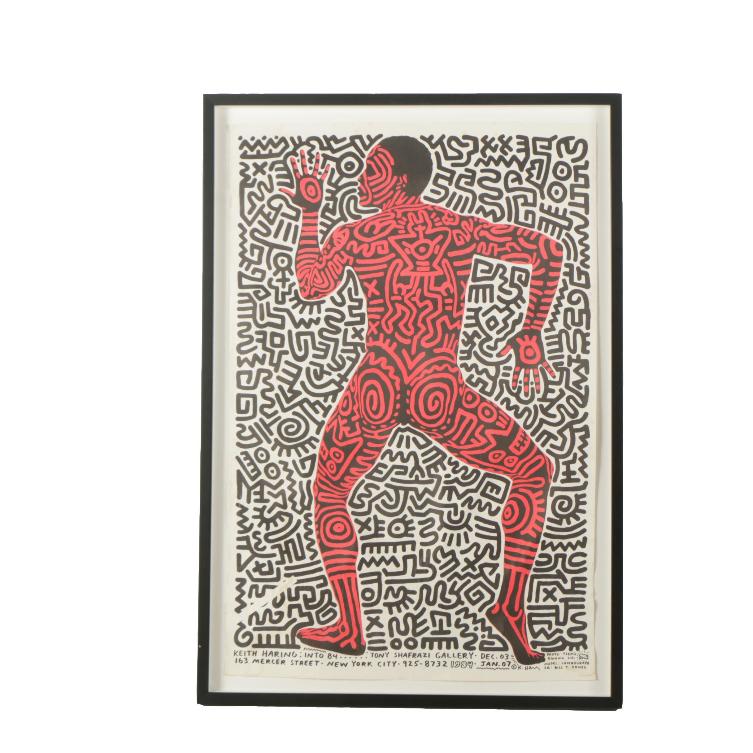 Exhibition Lithograph Poster Designed by Keith Haring "Keith Haring: Into 1984"