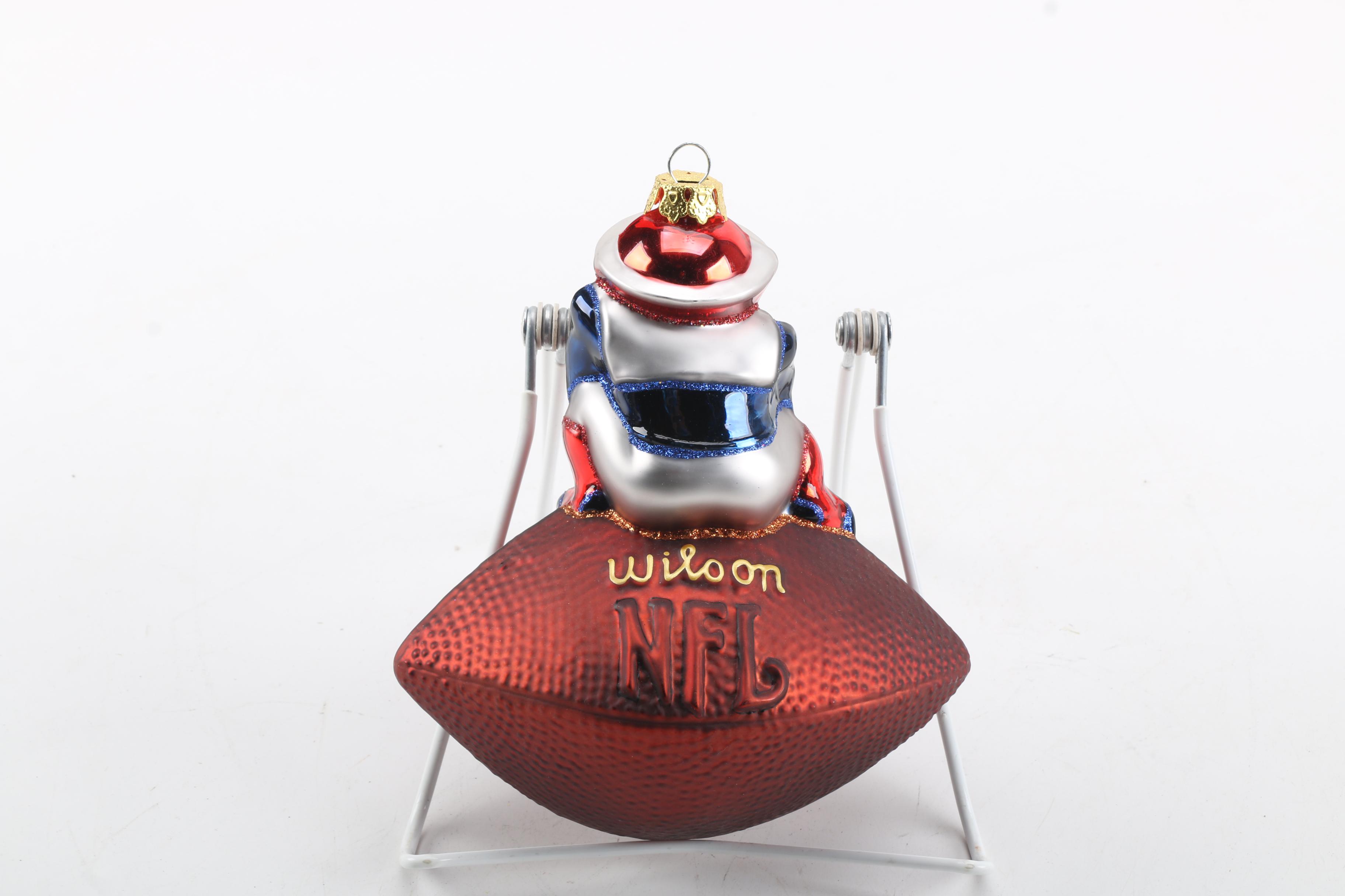 NFL "New England Patriots" Glass Christmas Ornament