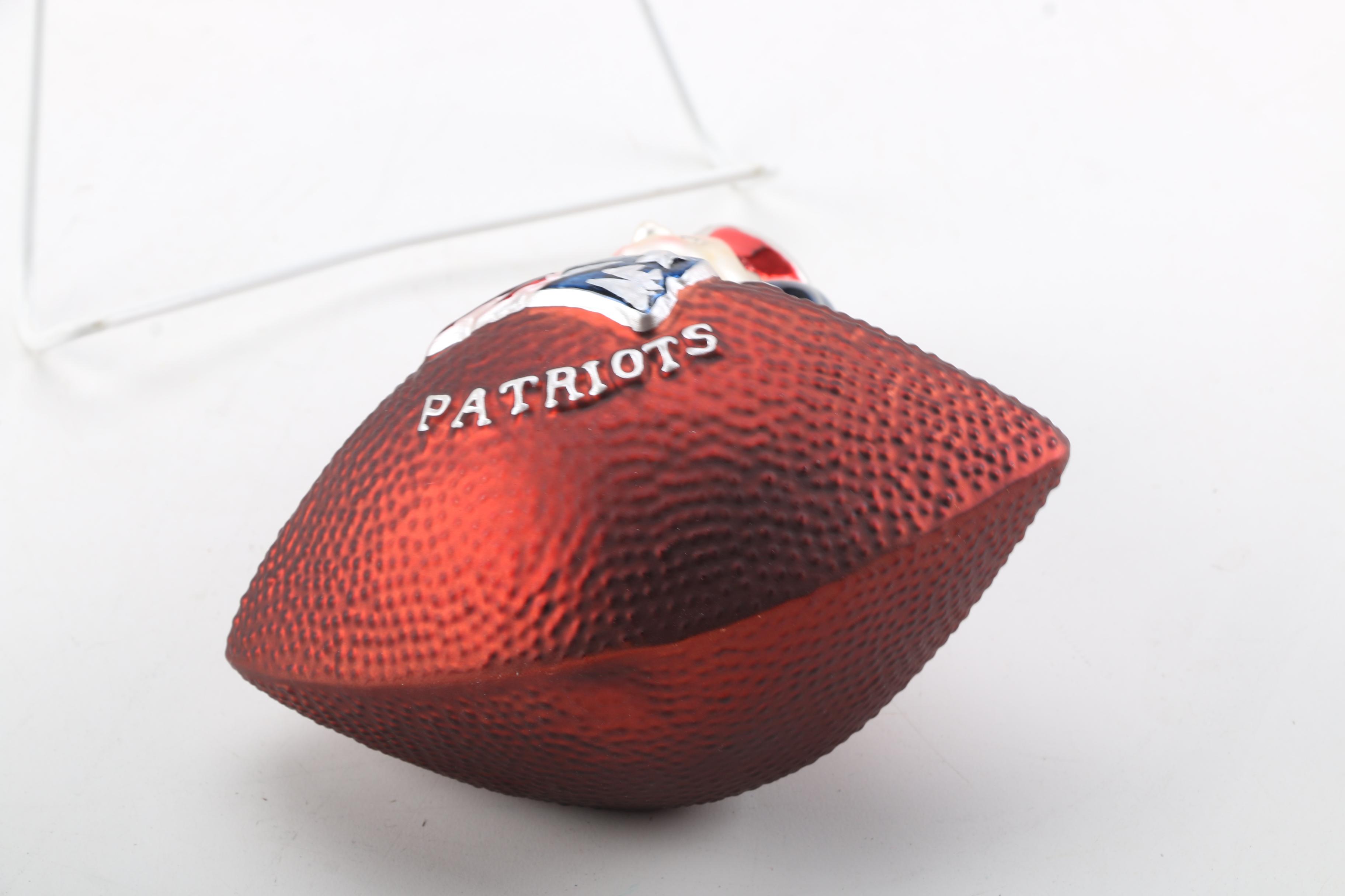 NFL "New England Patriots" Glass Christmas Ornament