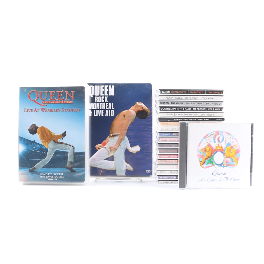 Queen CDs and DVDs Including "A Night At The Opera" and "Queen II"