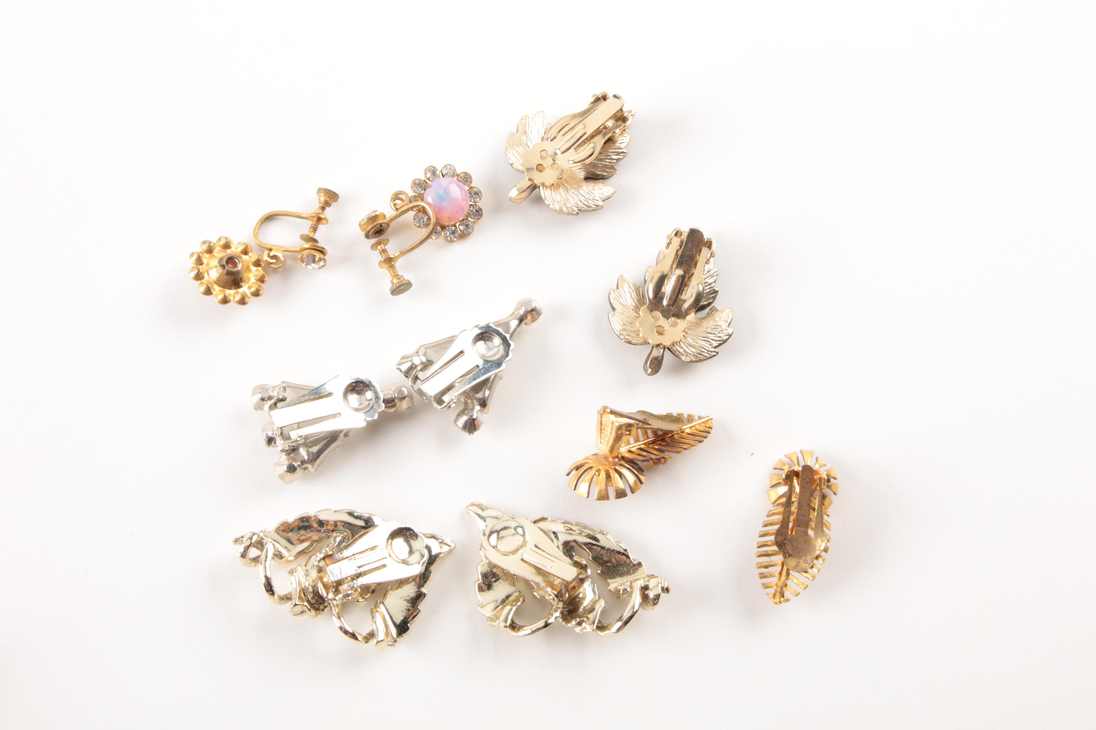 Assorted Costume Earrings and a Necklace Including Trifari and Coro