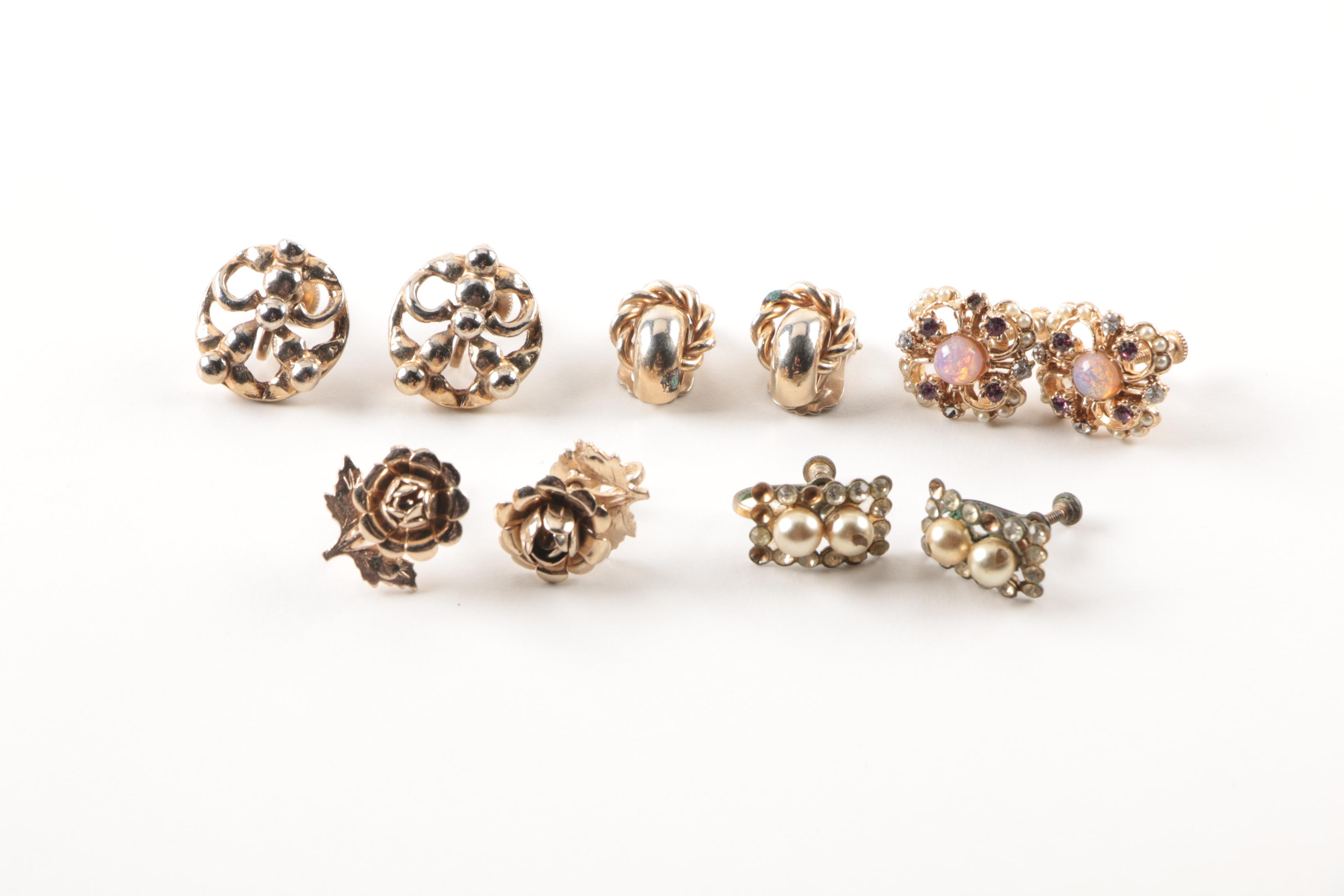 Assorted Costume Earrings and a Necklace Including Trifari and Coro