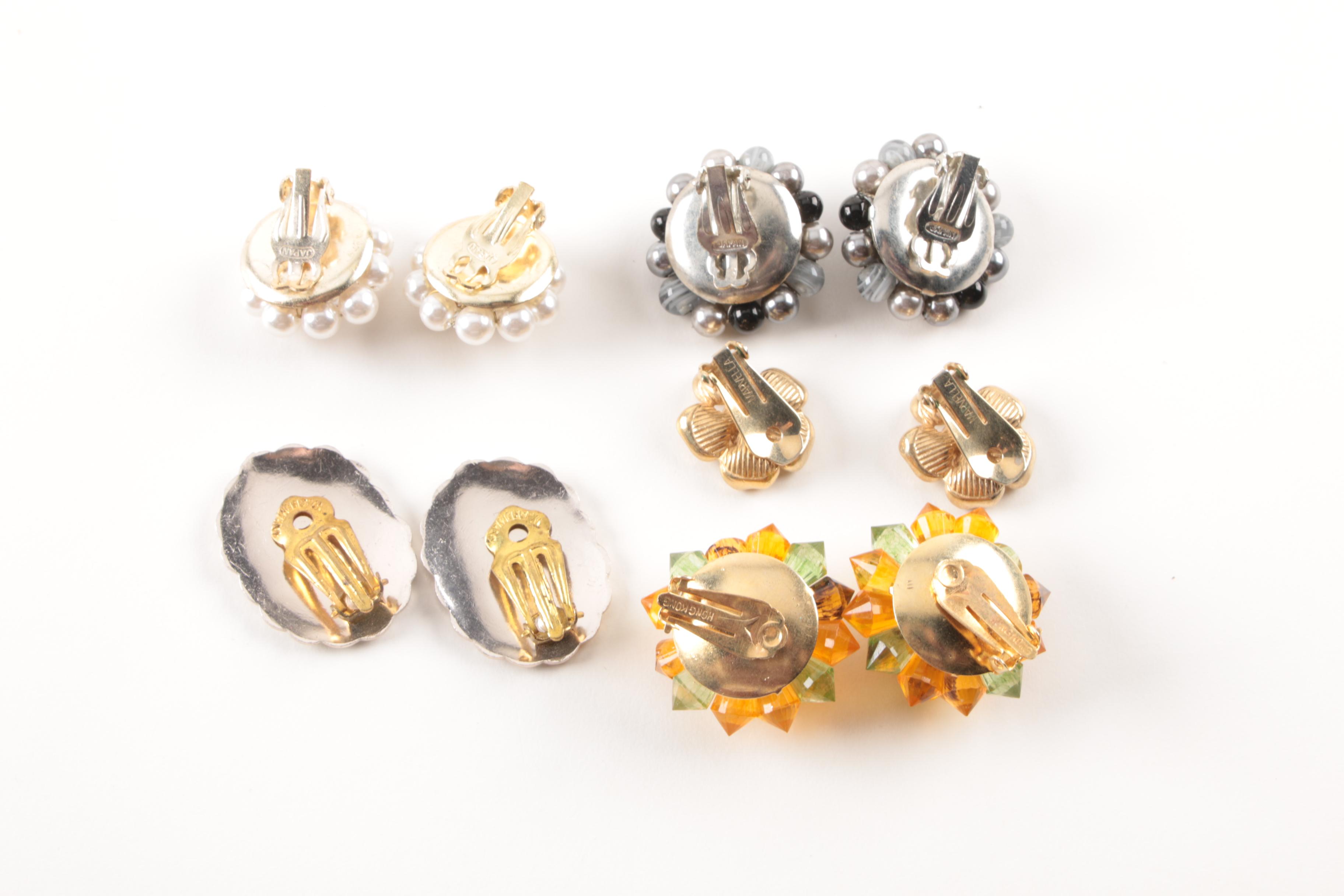 Assorted Costume Earrings and a Necklace Including Trifari and Coro