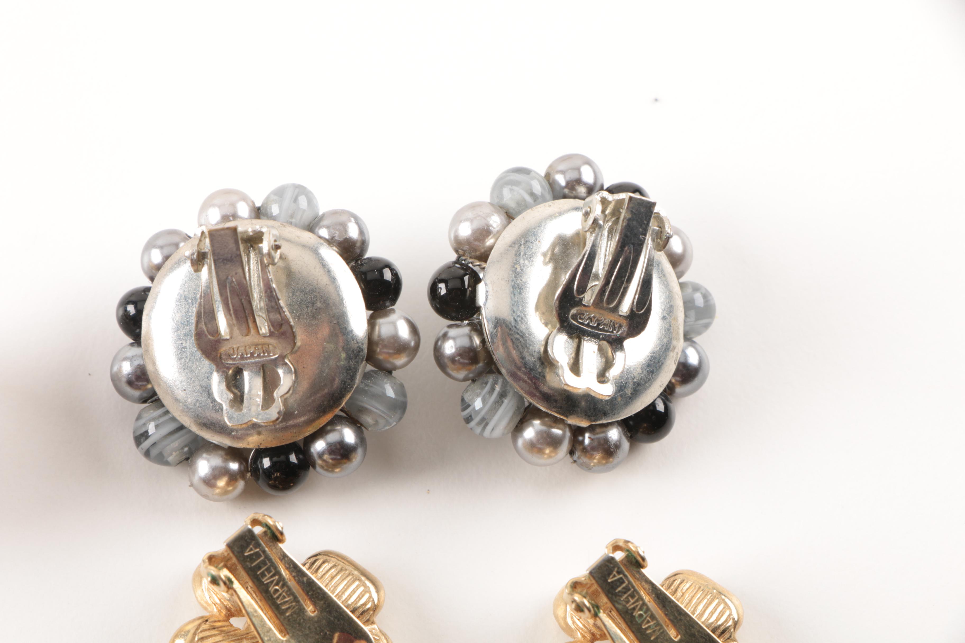 Assorted Costume Earrings and a Necklace Including Trifari and Coro