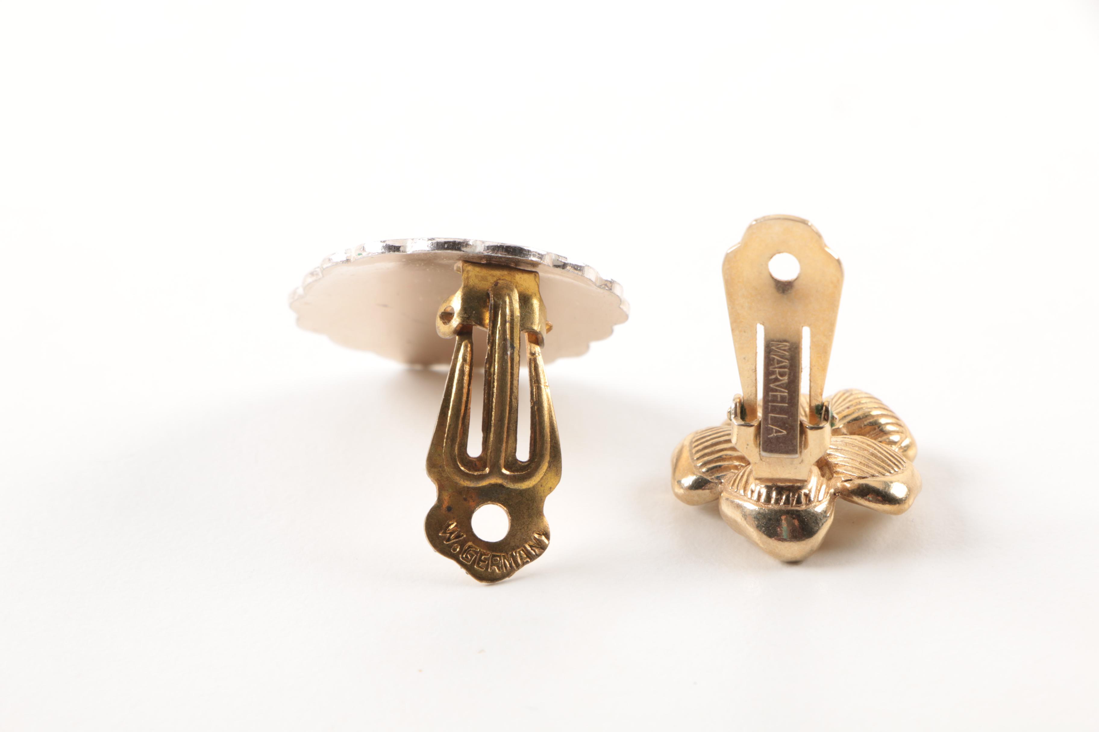 Assorted Costume Earrings and a Necklace Including Trifari and Coro