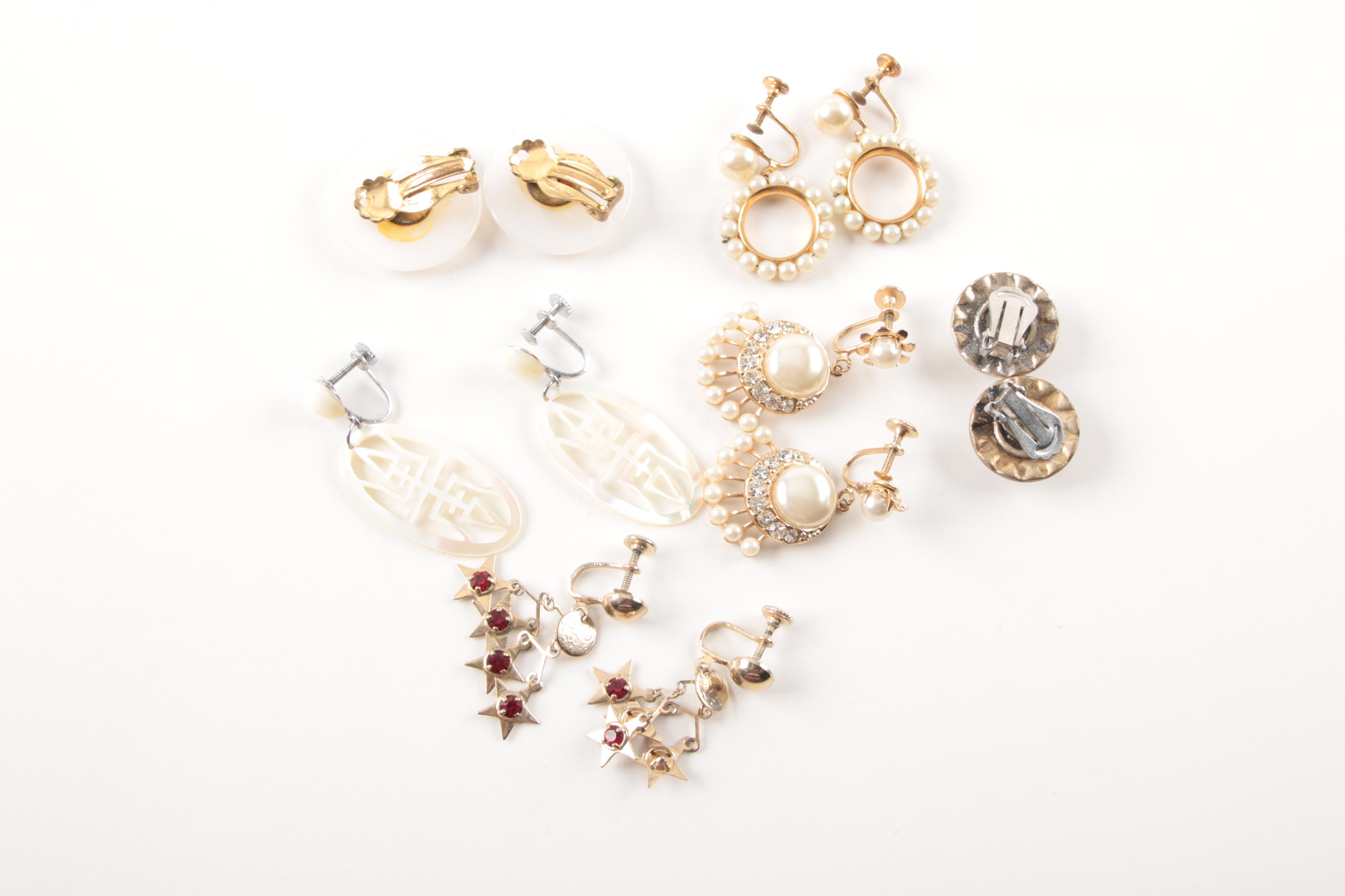 Assorted Costume Earrings and a Necklace Including Trifari and Coro