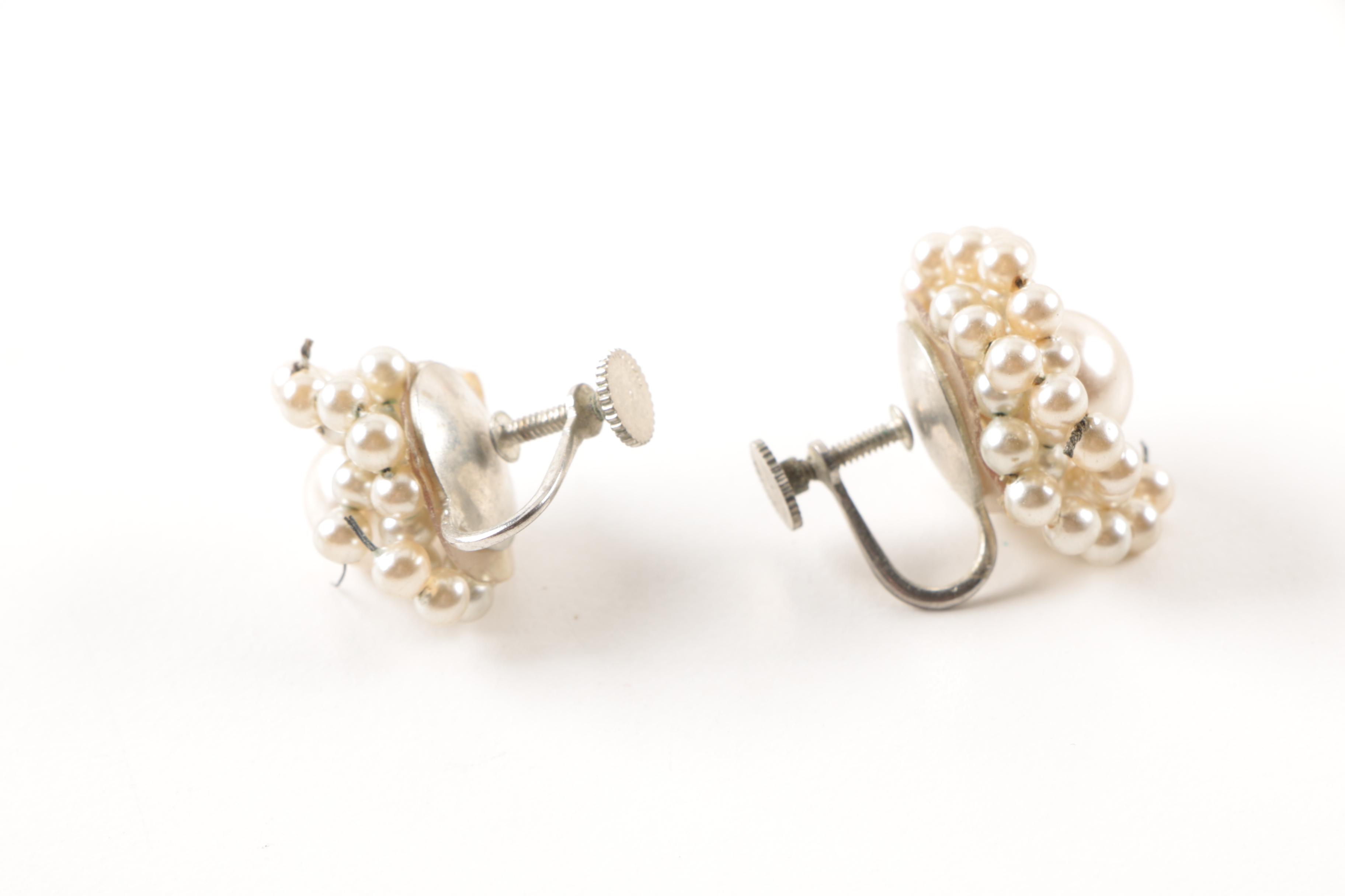 Assorted Costume Earrings and a Necklace Including Trifari and Coro