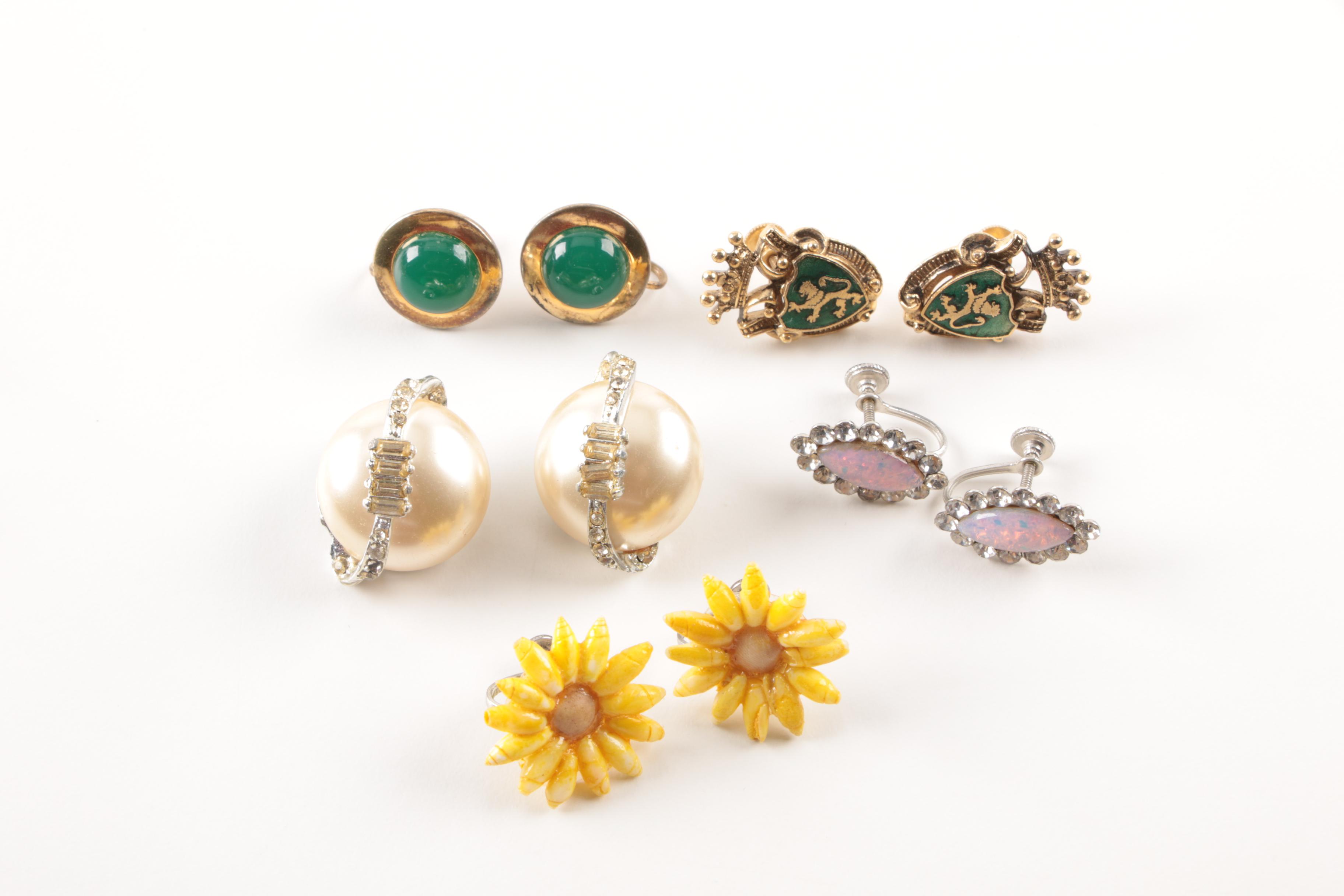 Assorted Costume Earrings and a Necklace Including Trifari and Coro