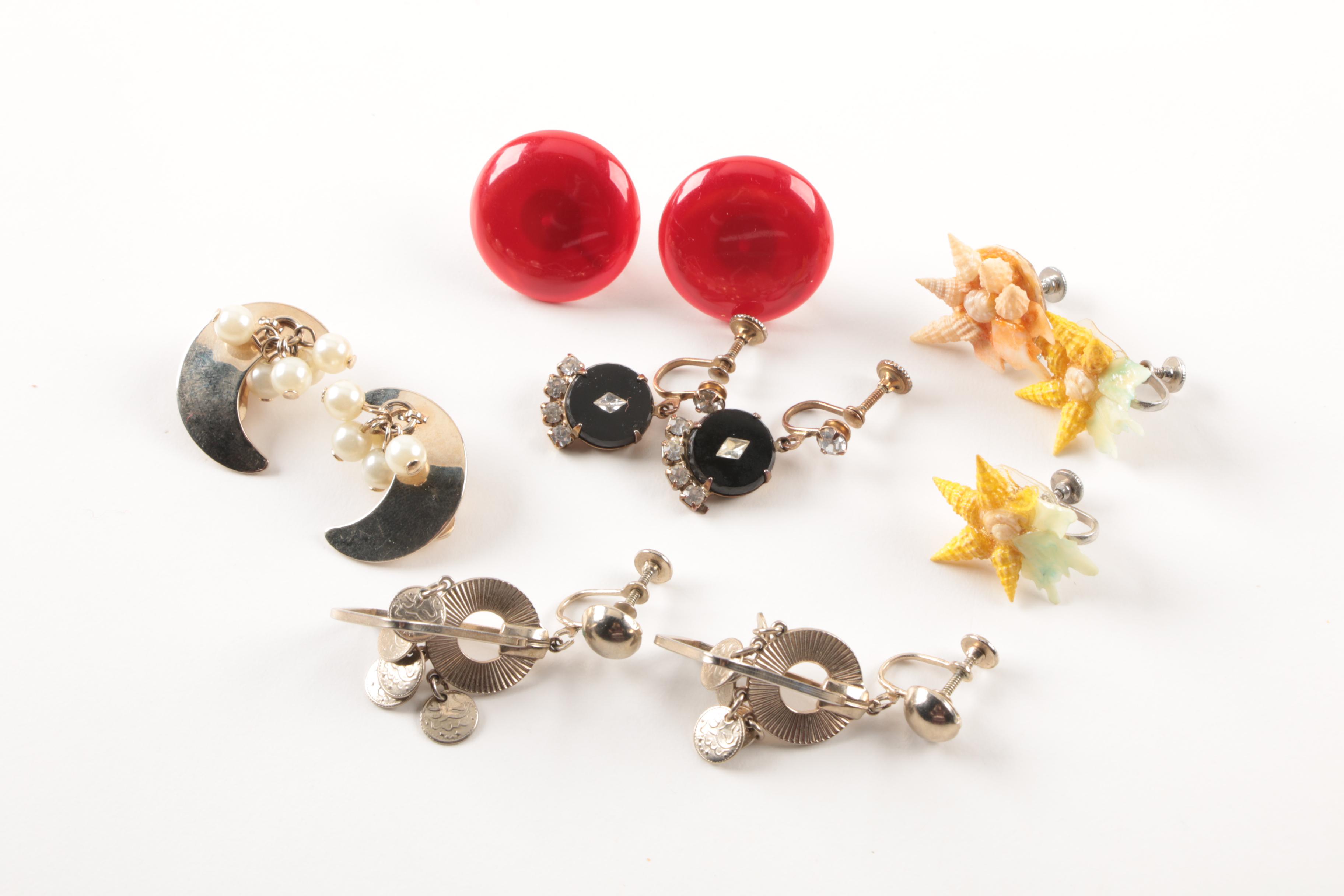 Assorted Costume Earrings and a Necklace Including Trifari and Coro