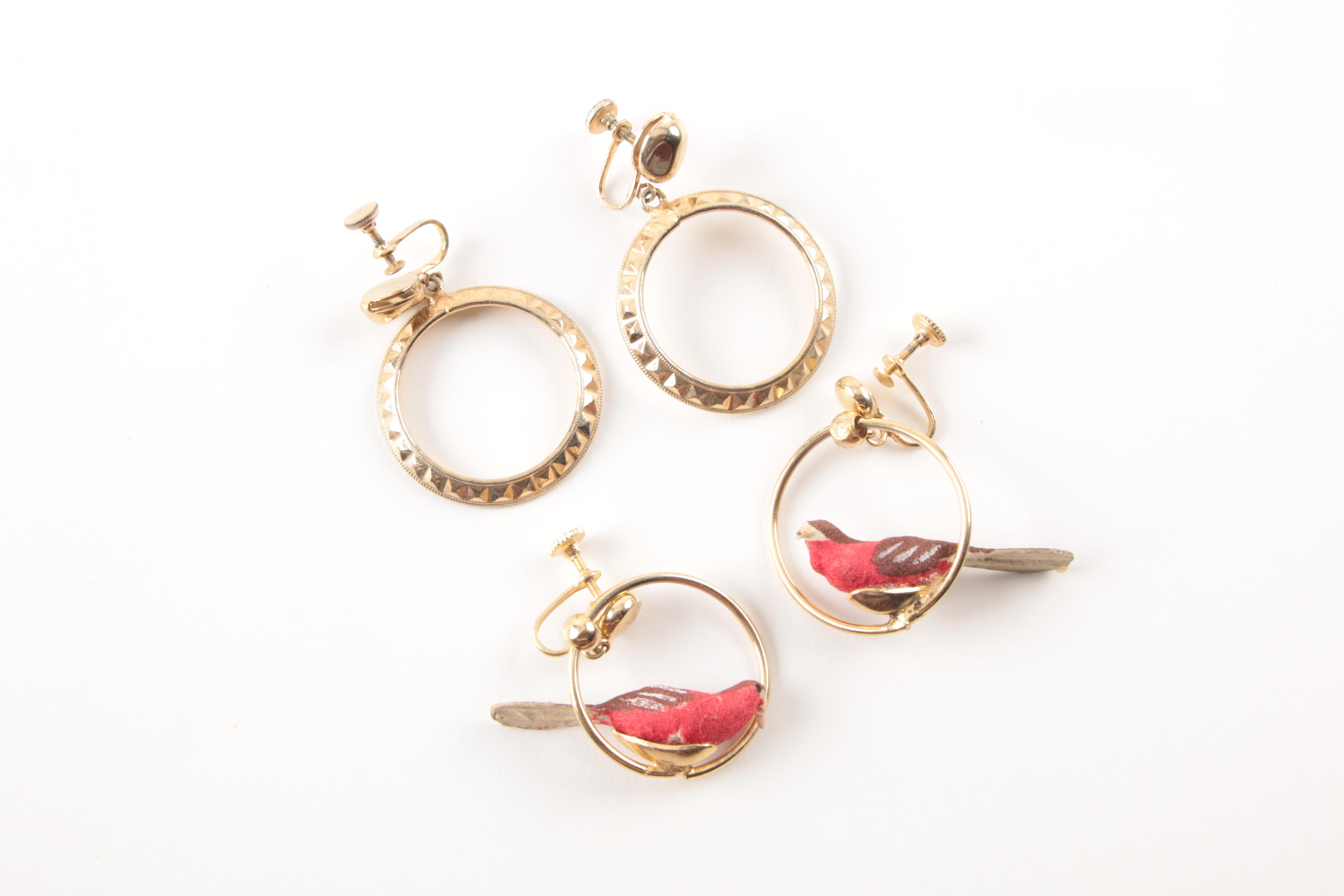 Assorted Costume Earrings and a Necklace Including Trifari and Coro