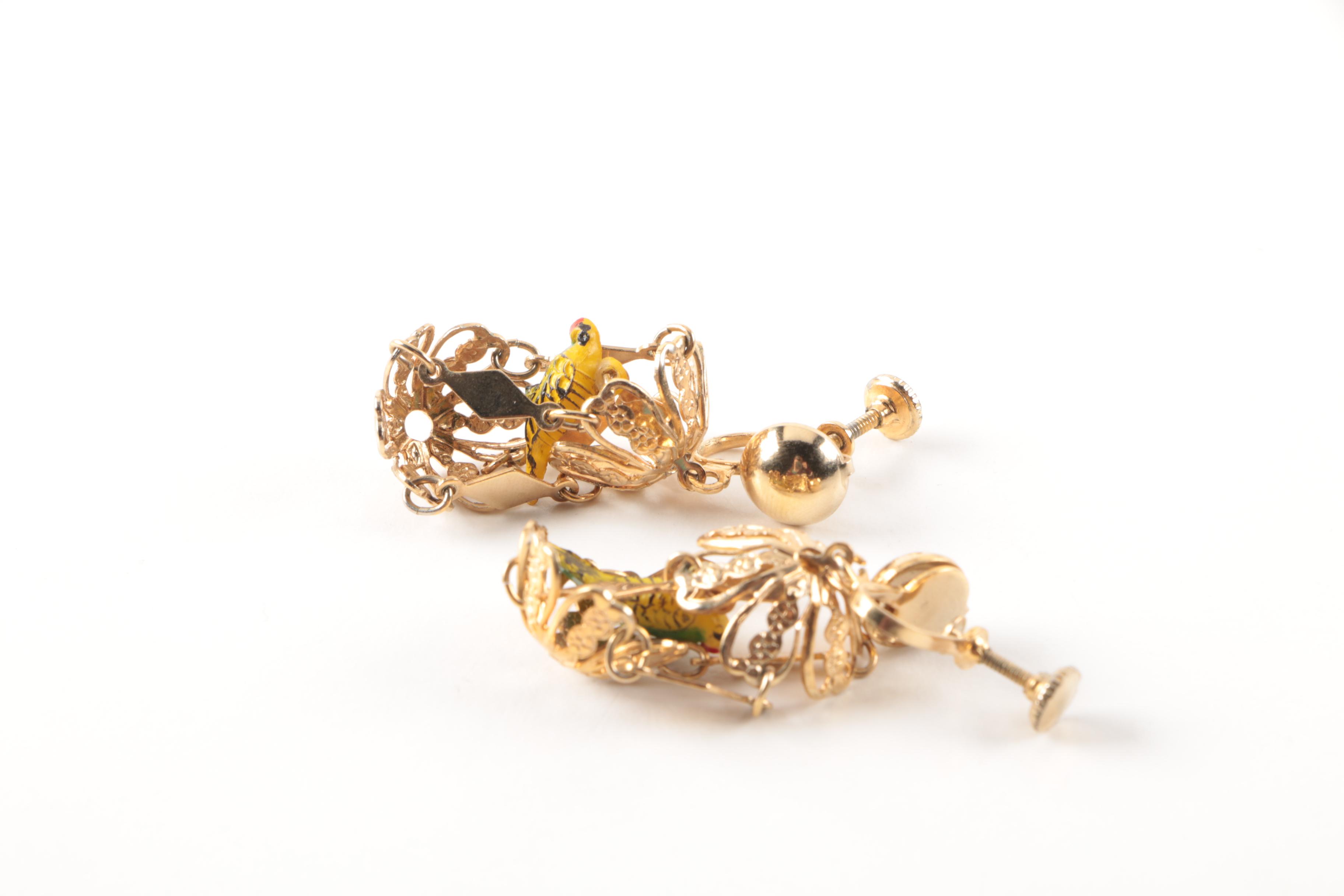 Assorted Costume Earrings and a Necklace Including Trifari and Coro