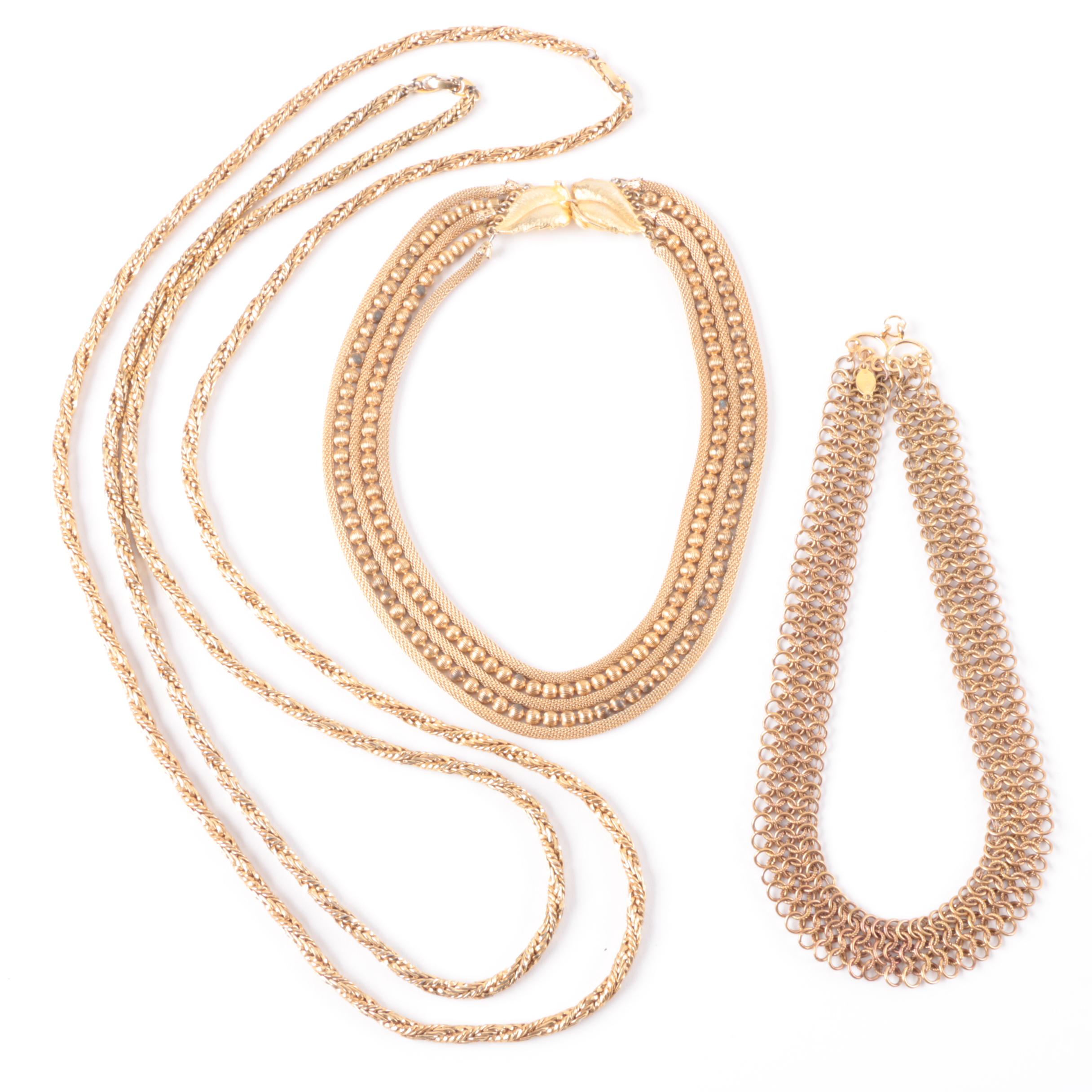 Grouping of Gold Tone Necklaces