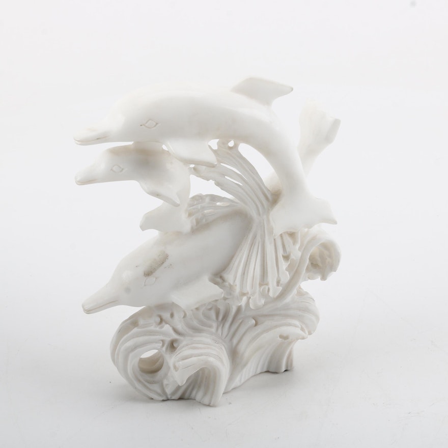 Carved Marble Dolphin Figurine