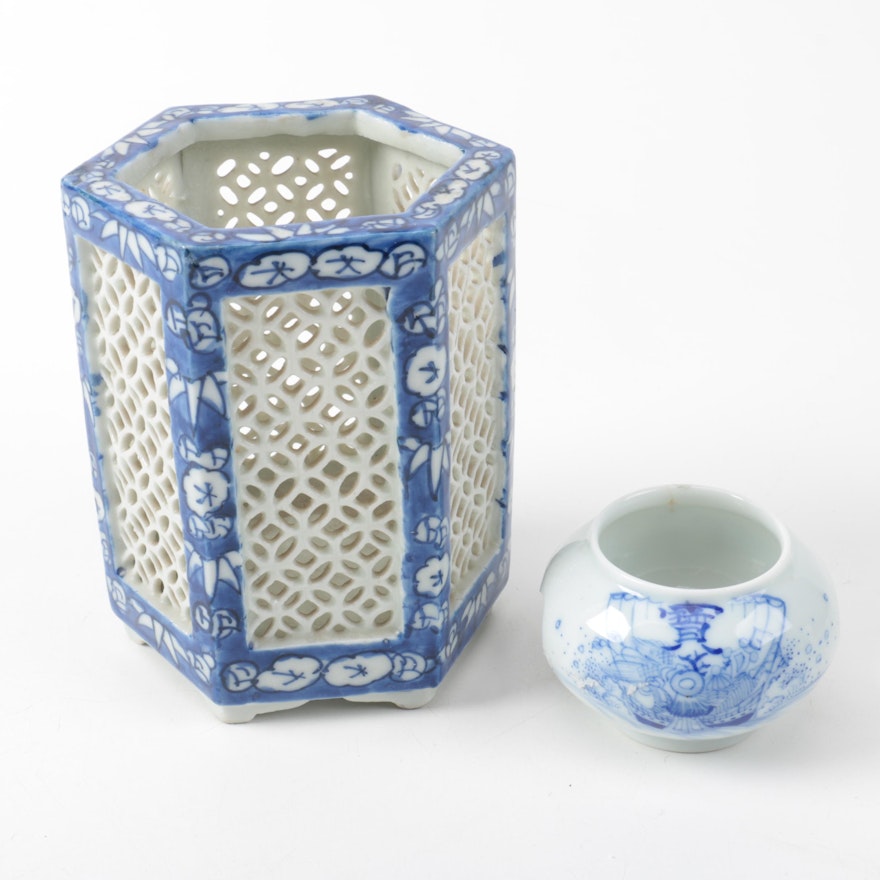 Blue and White Ceramic Votive Holders