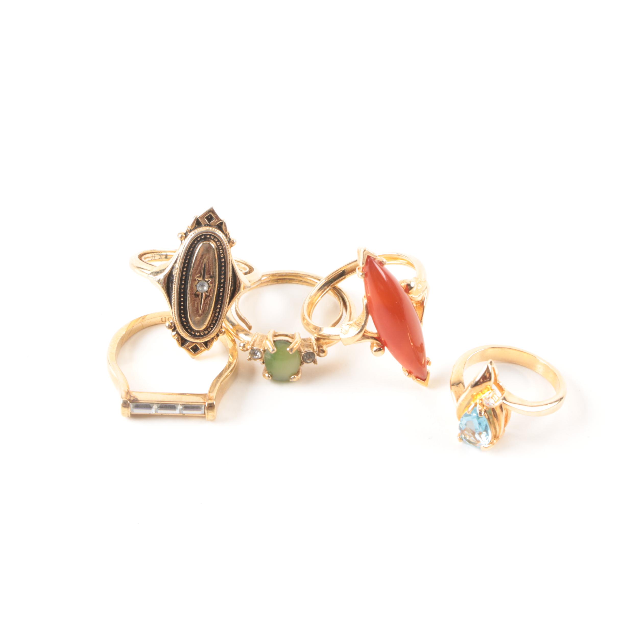 Gold-Tone Glass Stone Ring Selection