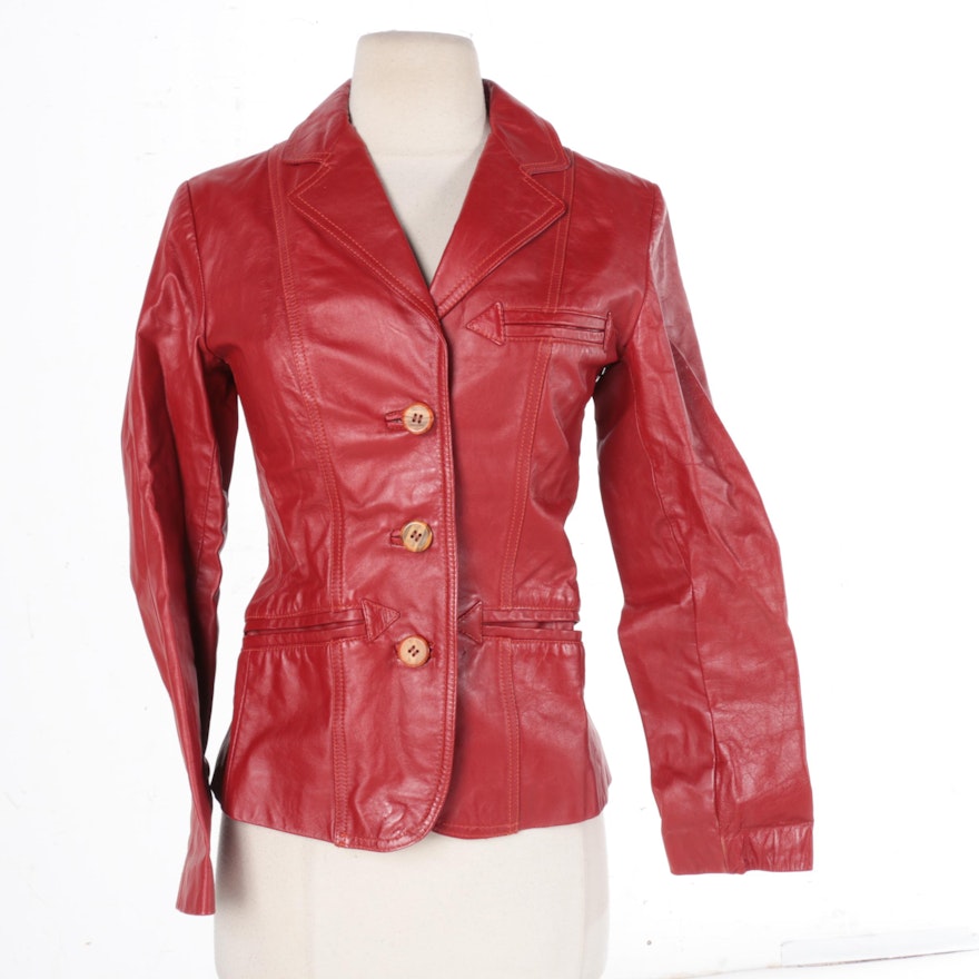 Women's Lesoleil Red Leather Jacket