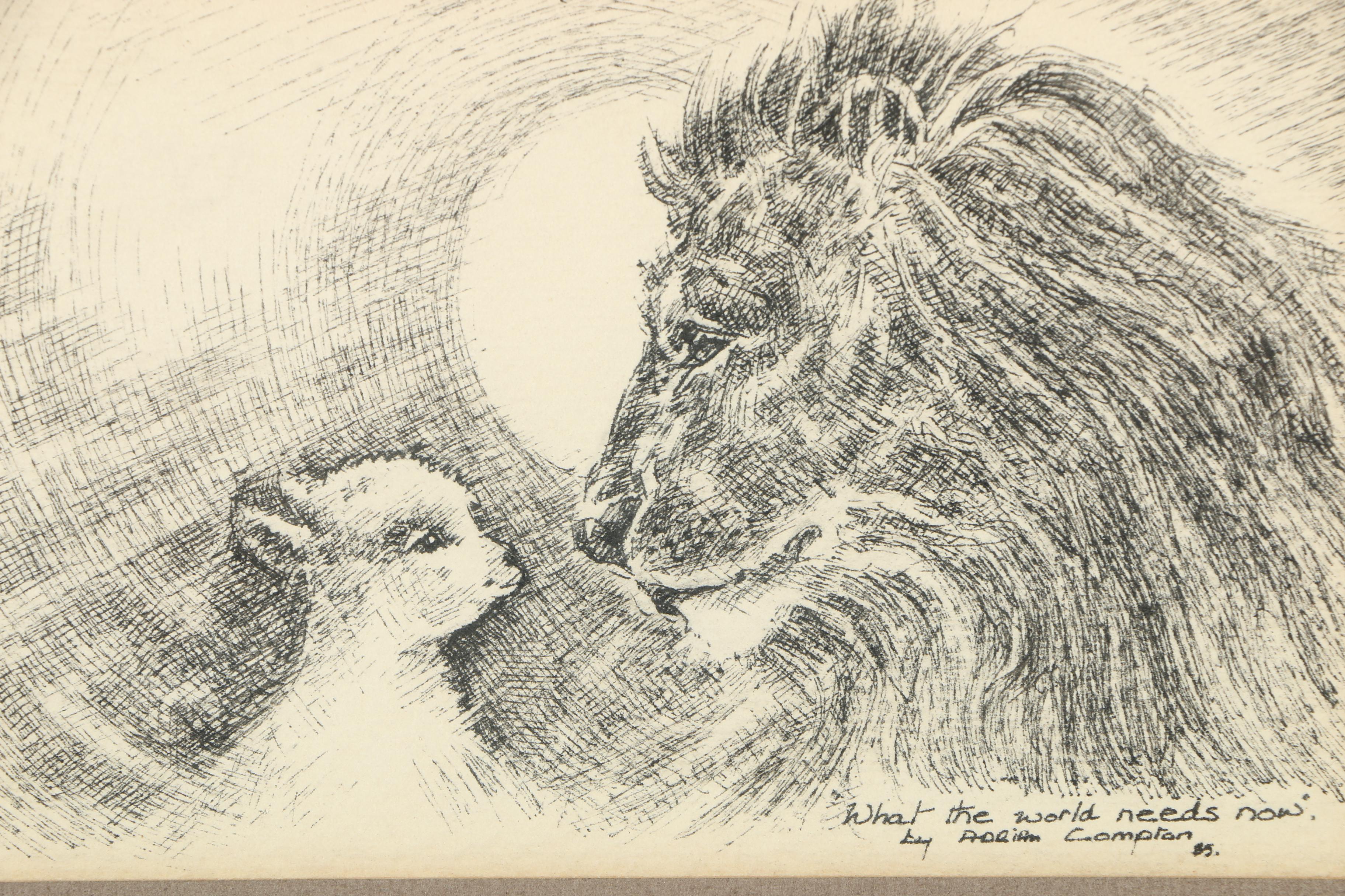 Adrian Compton 1985 Etching on Paper "What the World Needs Now"