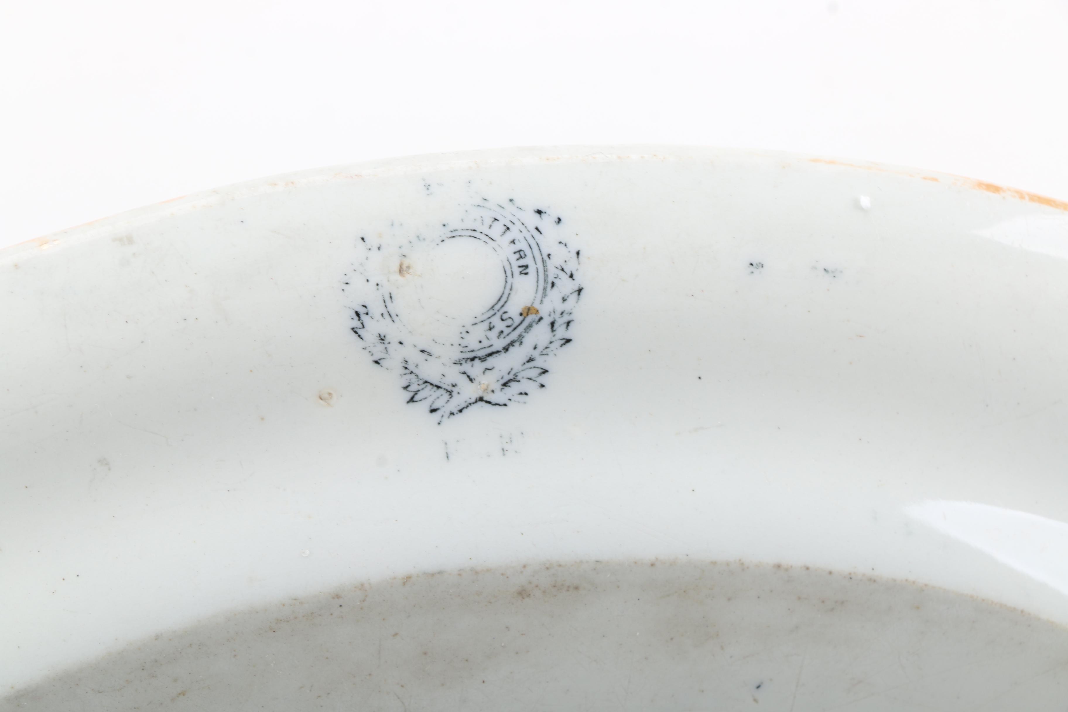 19th Century Hand-painted Bowls and Antique Ashworth Ironstone Platter