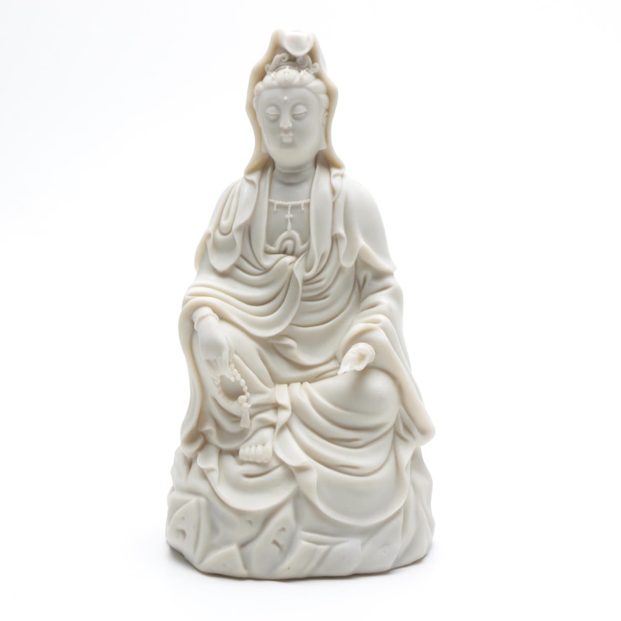 Seated Guanyin Figurine with Beads