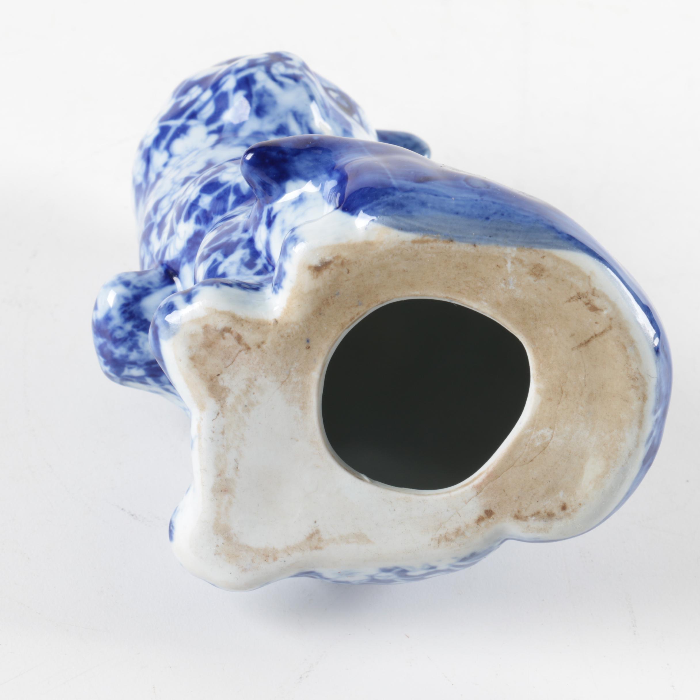 Blue and White Calico Cat Figurines