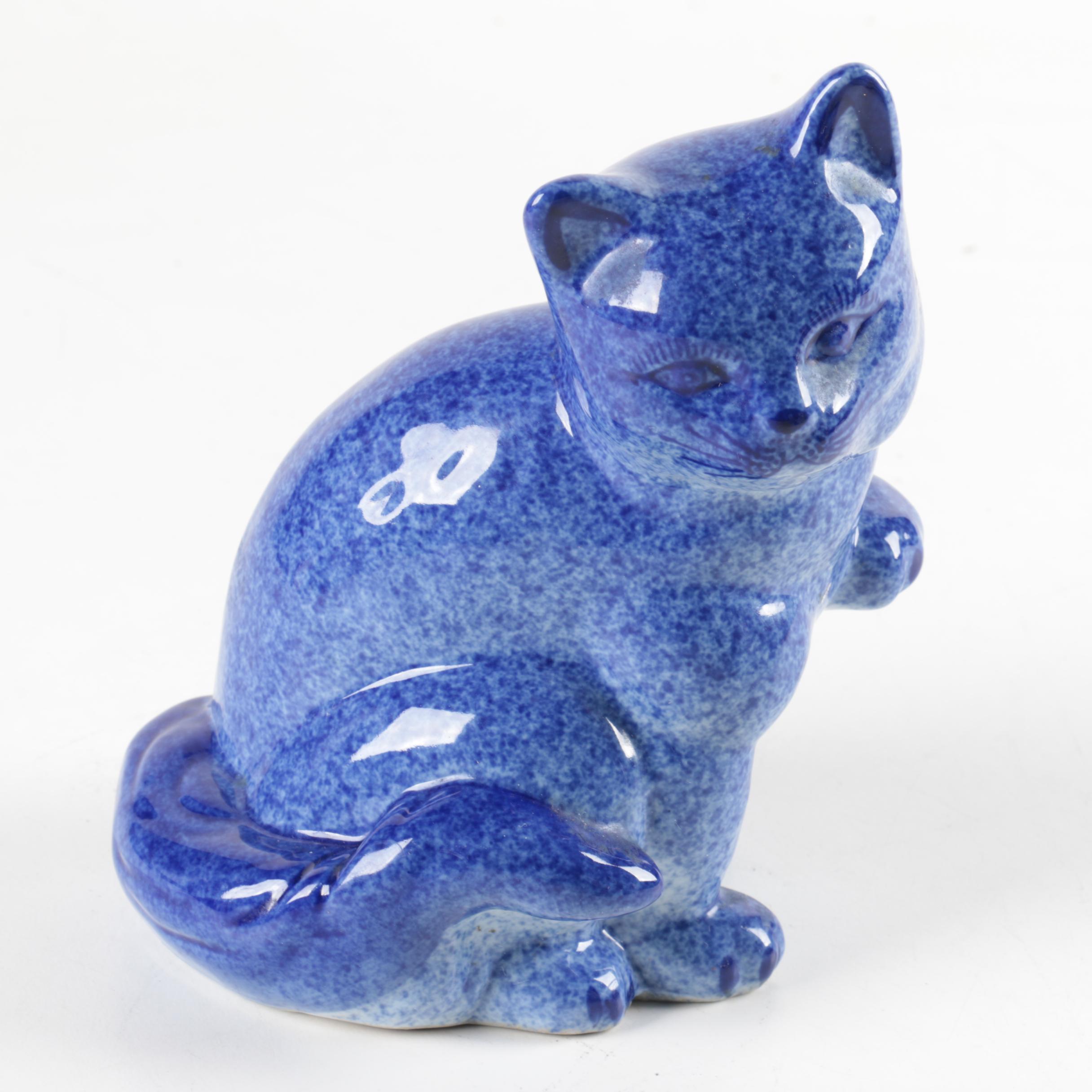 Blue and White Calico Cat Figurines