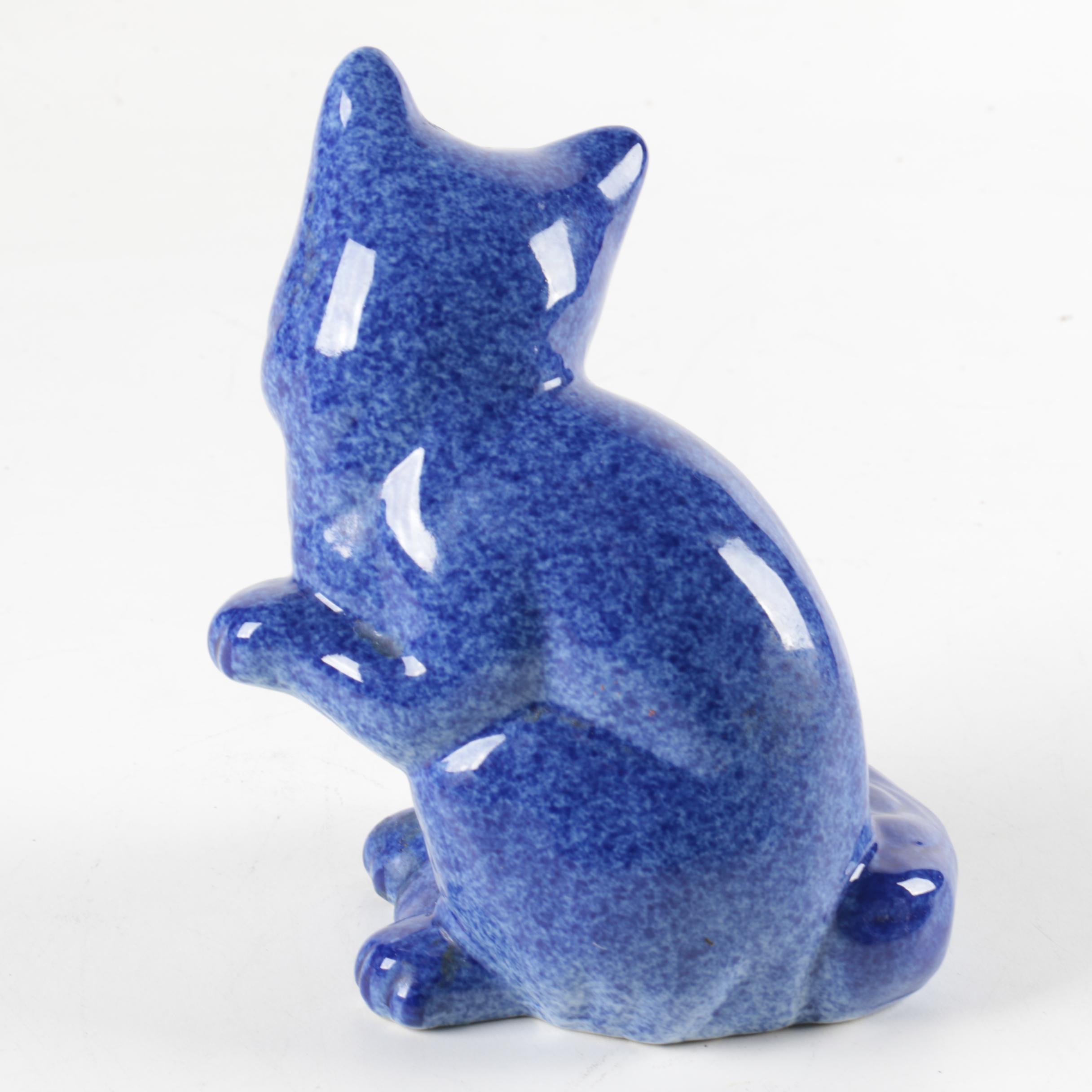 Blue and White Calico Cat Figurines