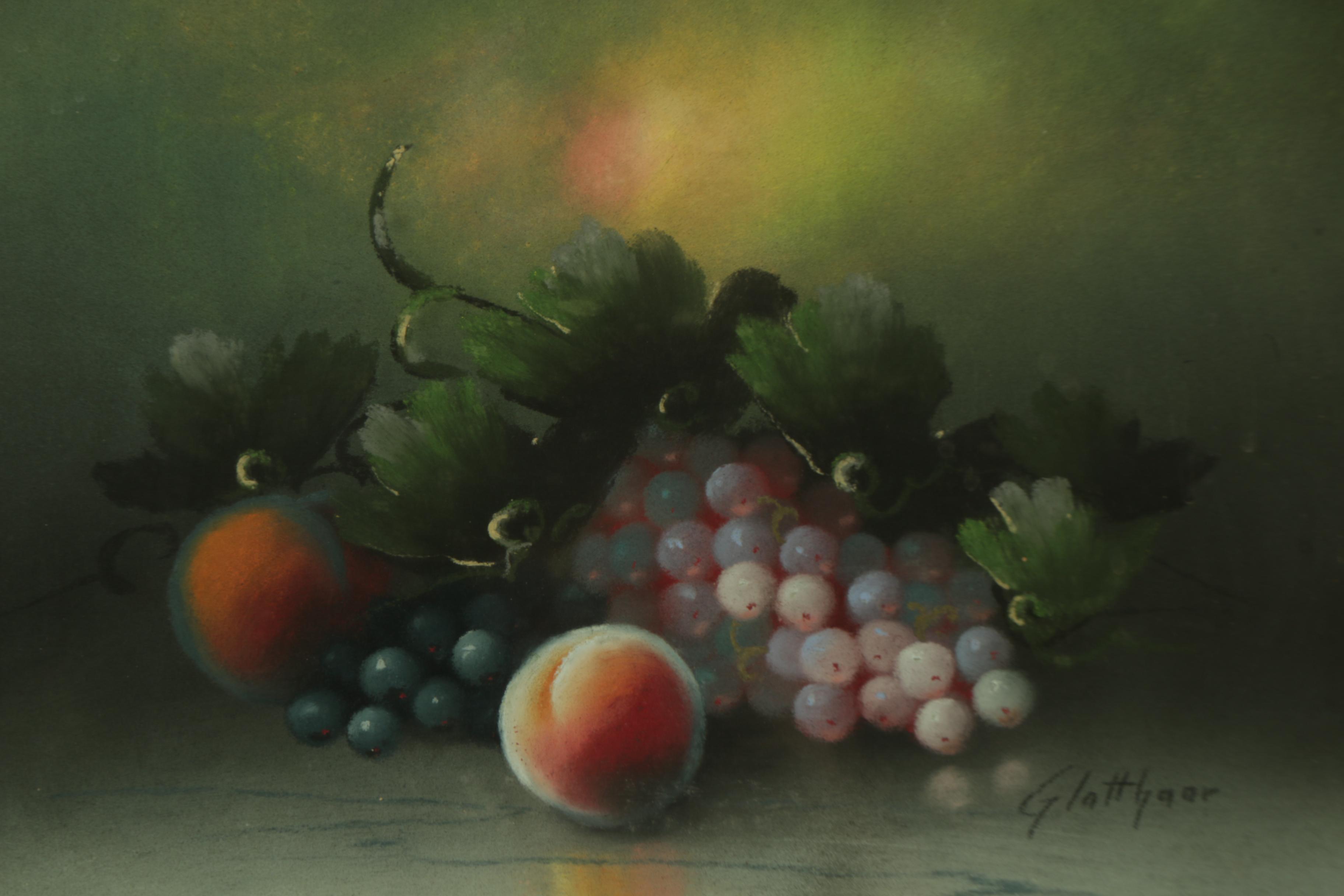 Albert Glatthaar Pastel Drawing on Cardboard of Still Life