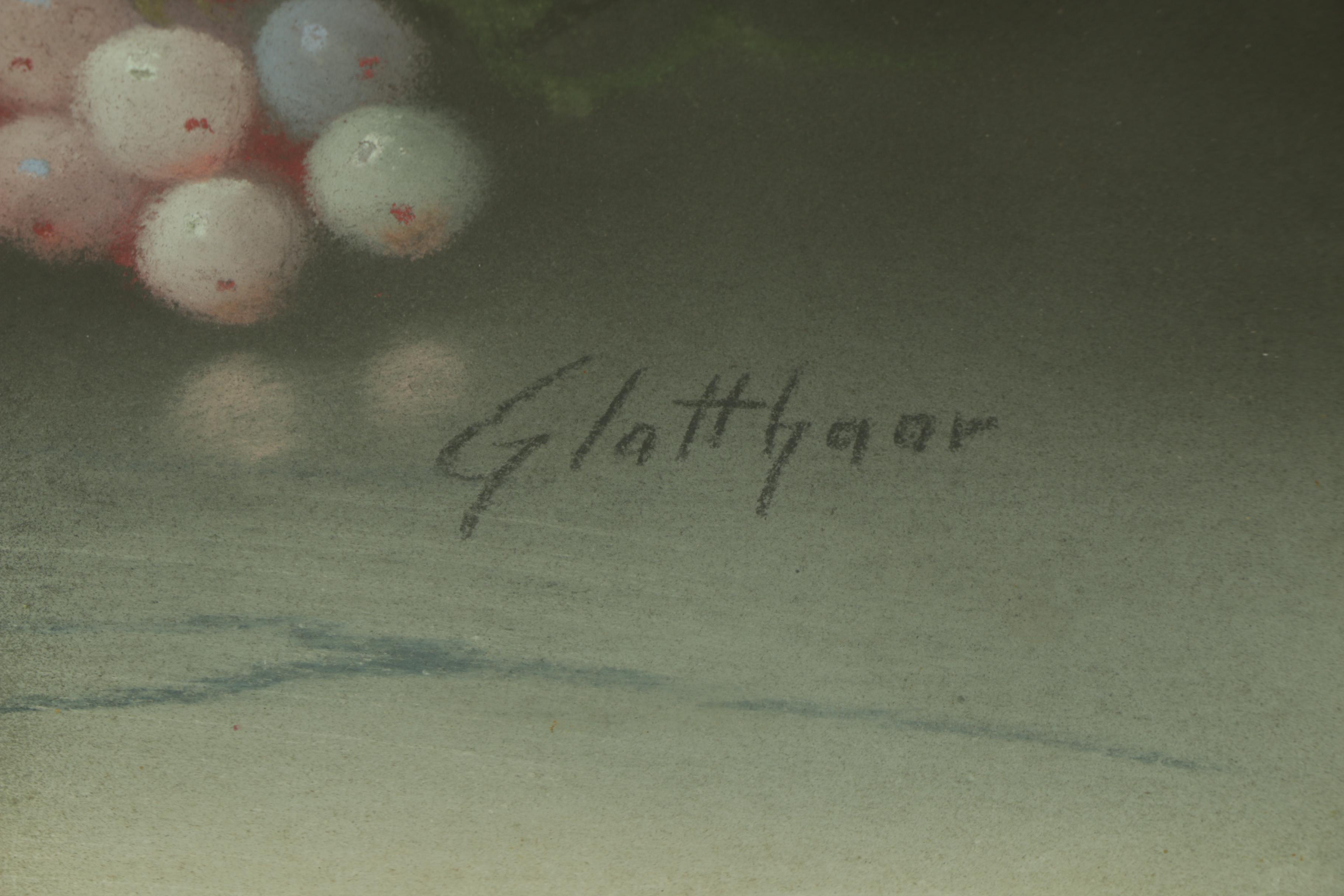 Albert Glatthaar Pastel Drawing on Cardboard of Still Life