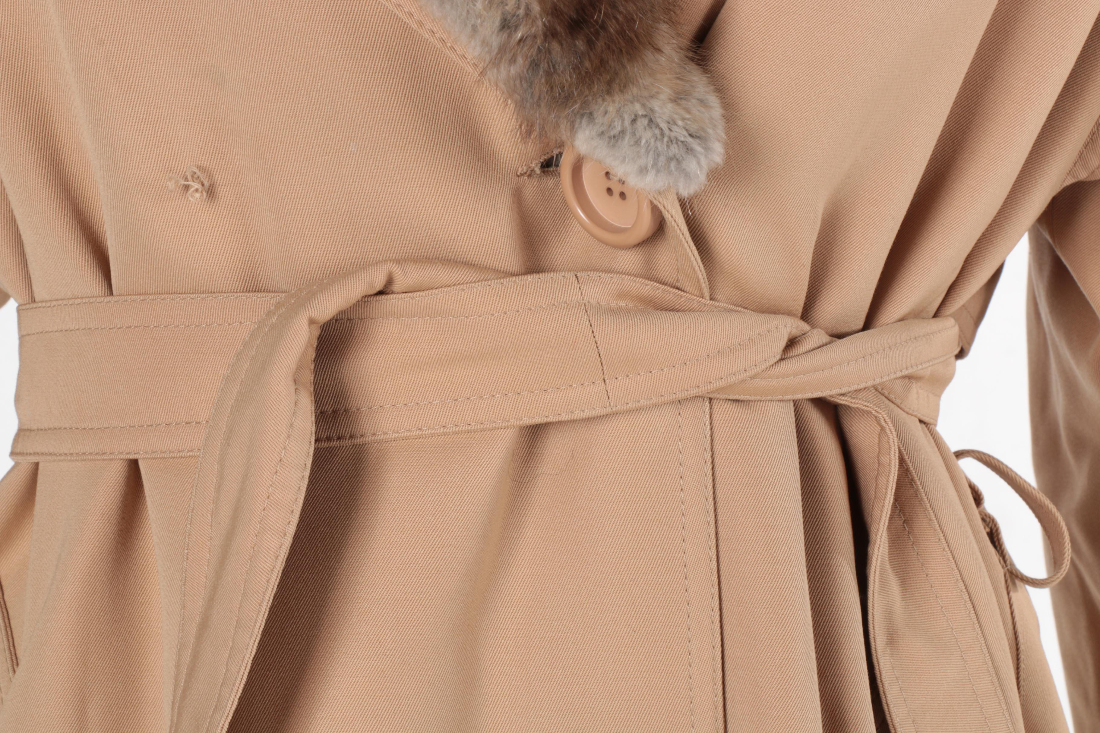 Women's Muskrat Fur Lined Trench Coat