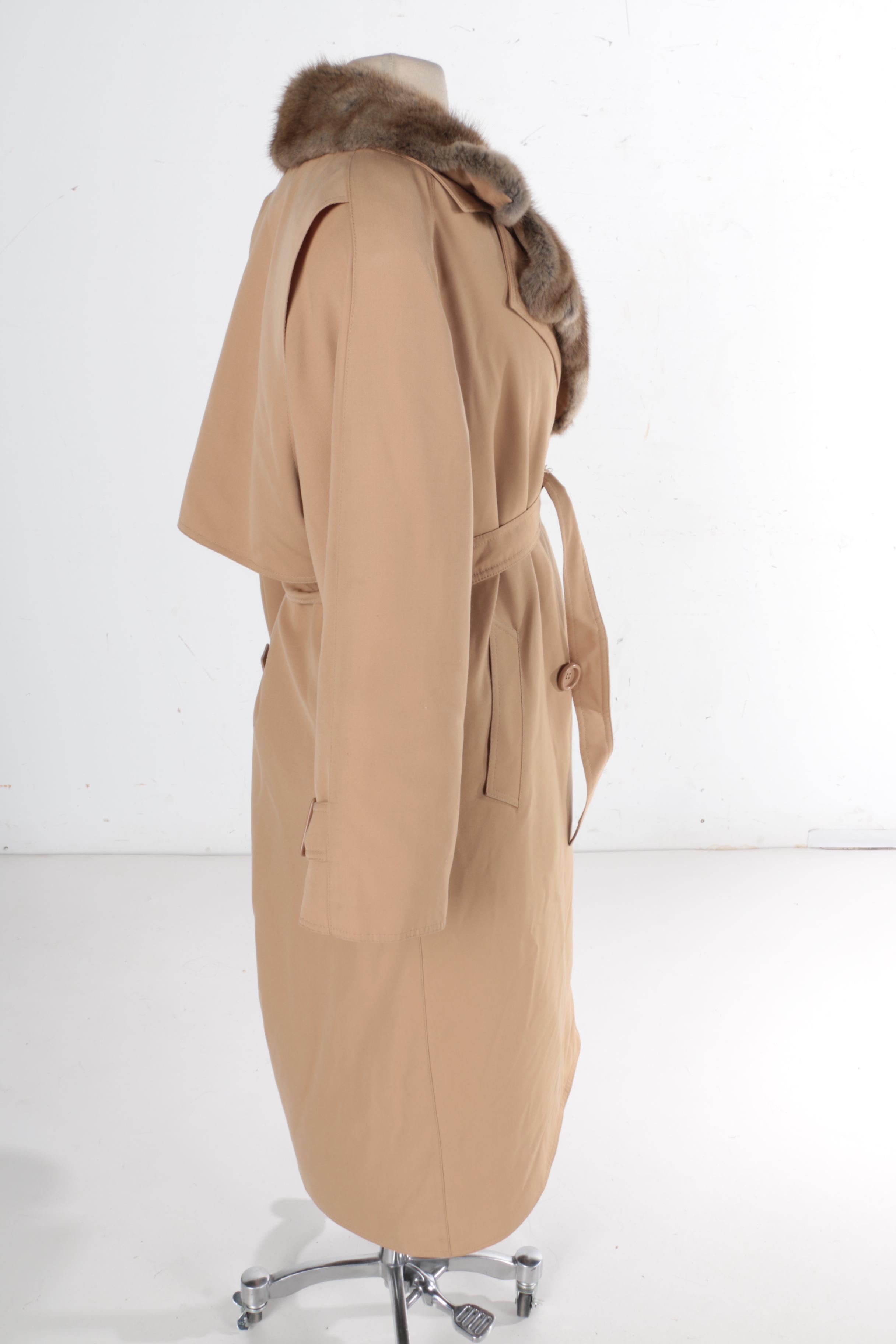 Women's Muskrat Fur Lined Trench Coat