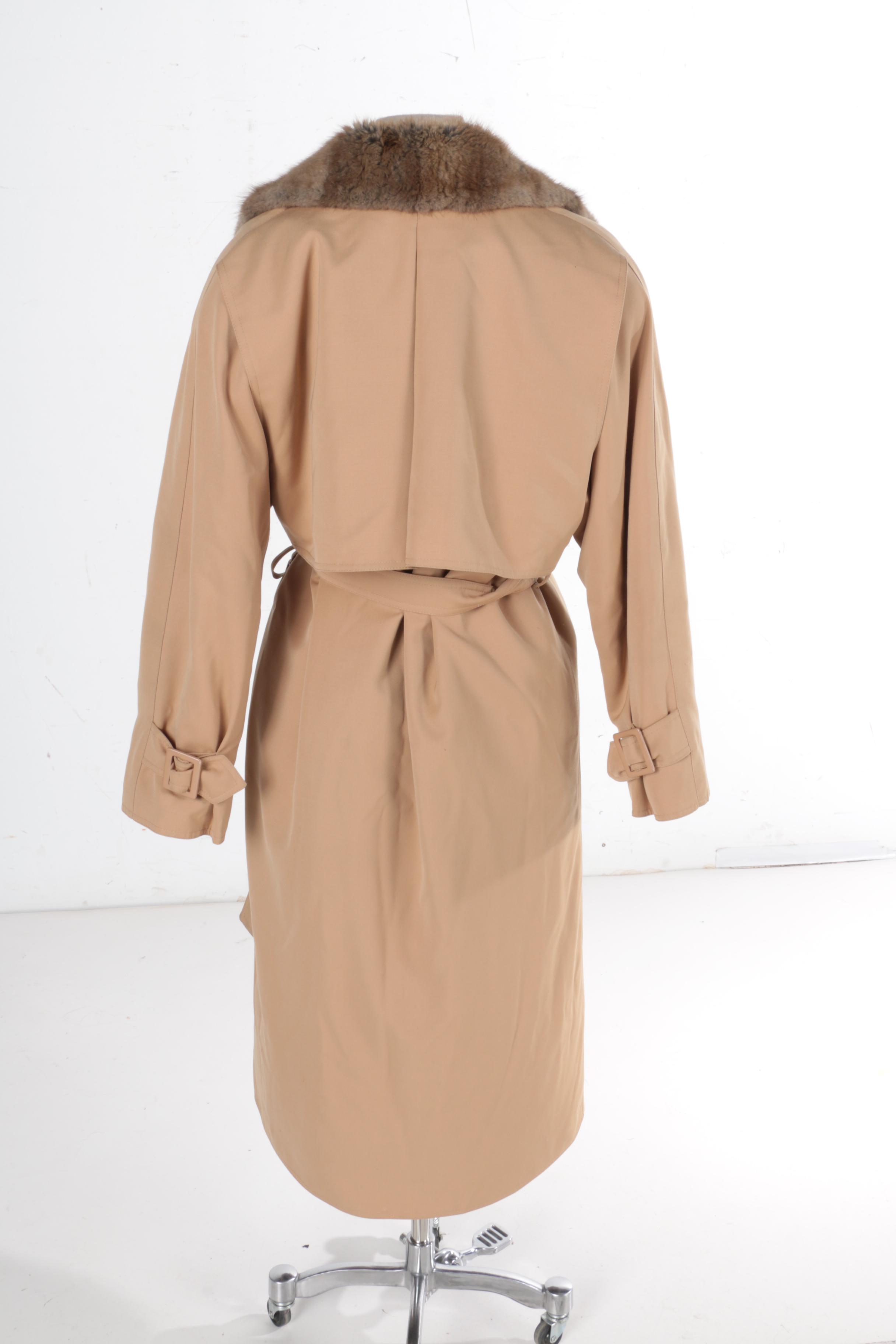 Women's Muskrat Fur Lined Trench Coat