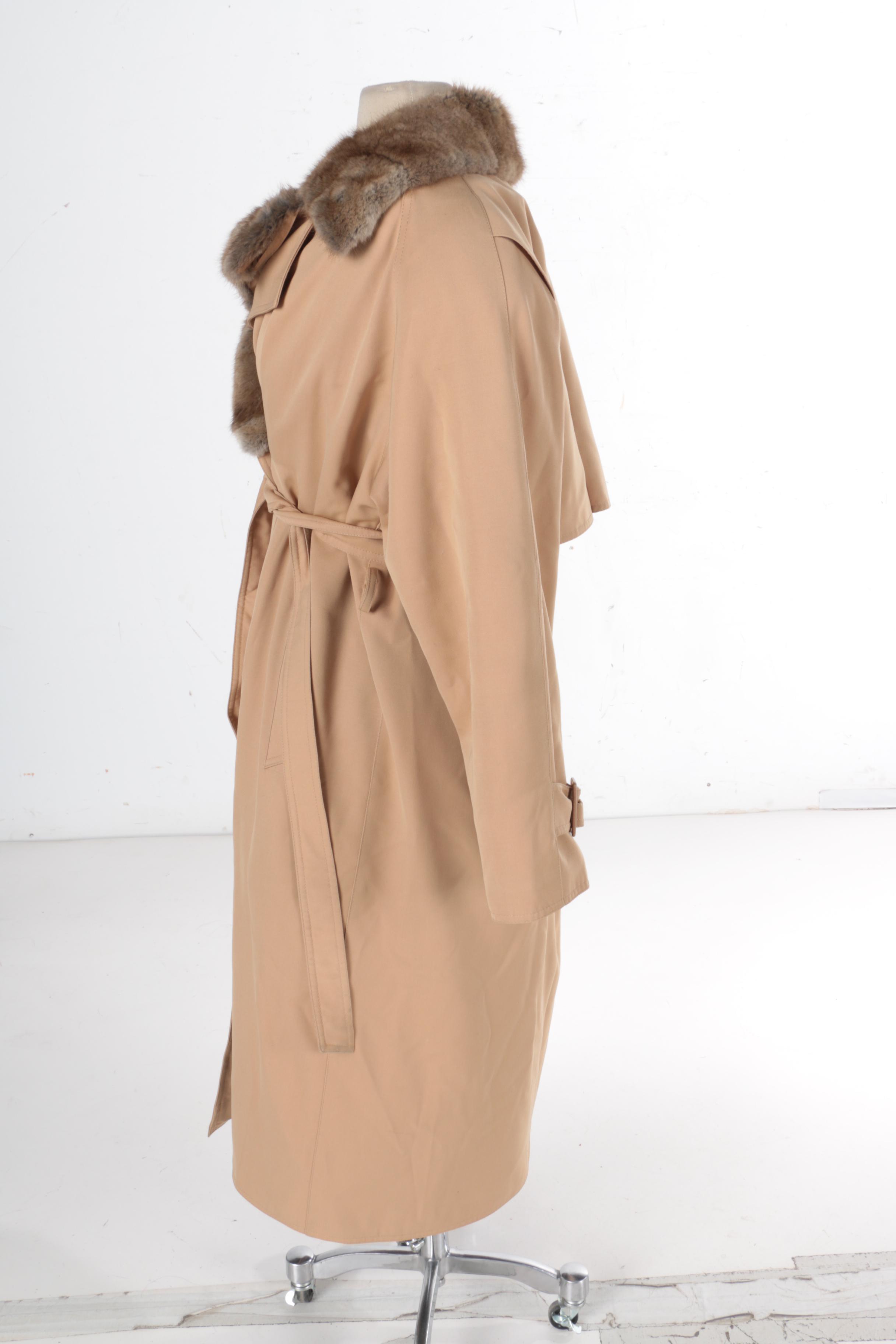 Women's Muskrat Fur Lined Trench Coat