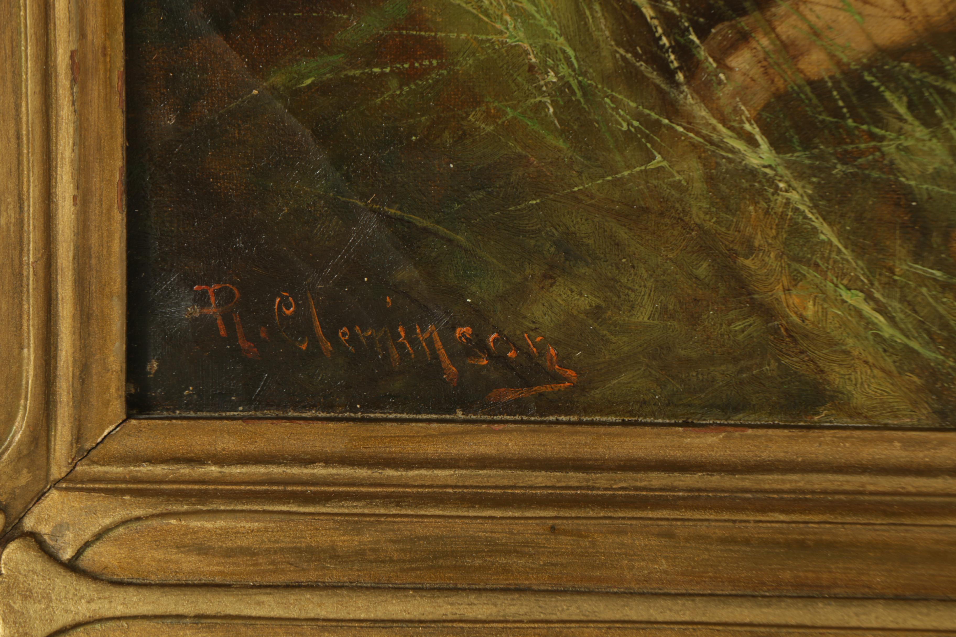 Oil Painting on Canvas of Hunting Dogs in the Manner of Robert Cleminson