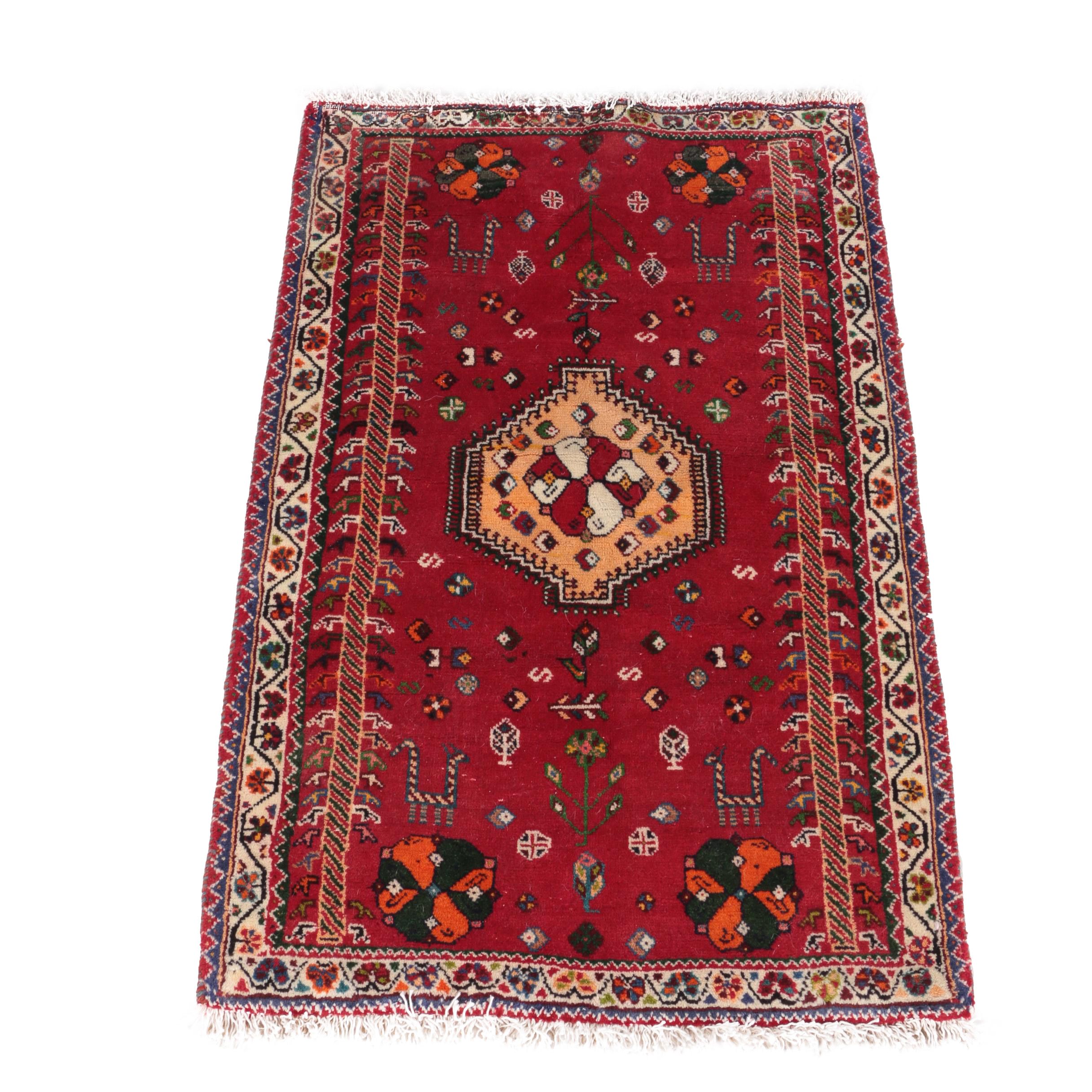 Hand-Knotted Persian Qashqai Accent Rug