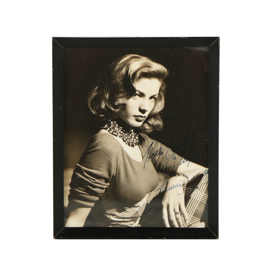Autographed Gelatin-Silver Photograph of Lauren Bacall by Scotty Welborne