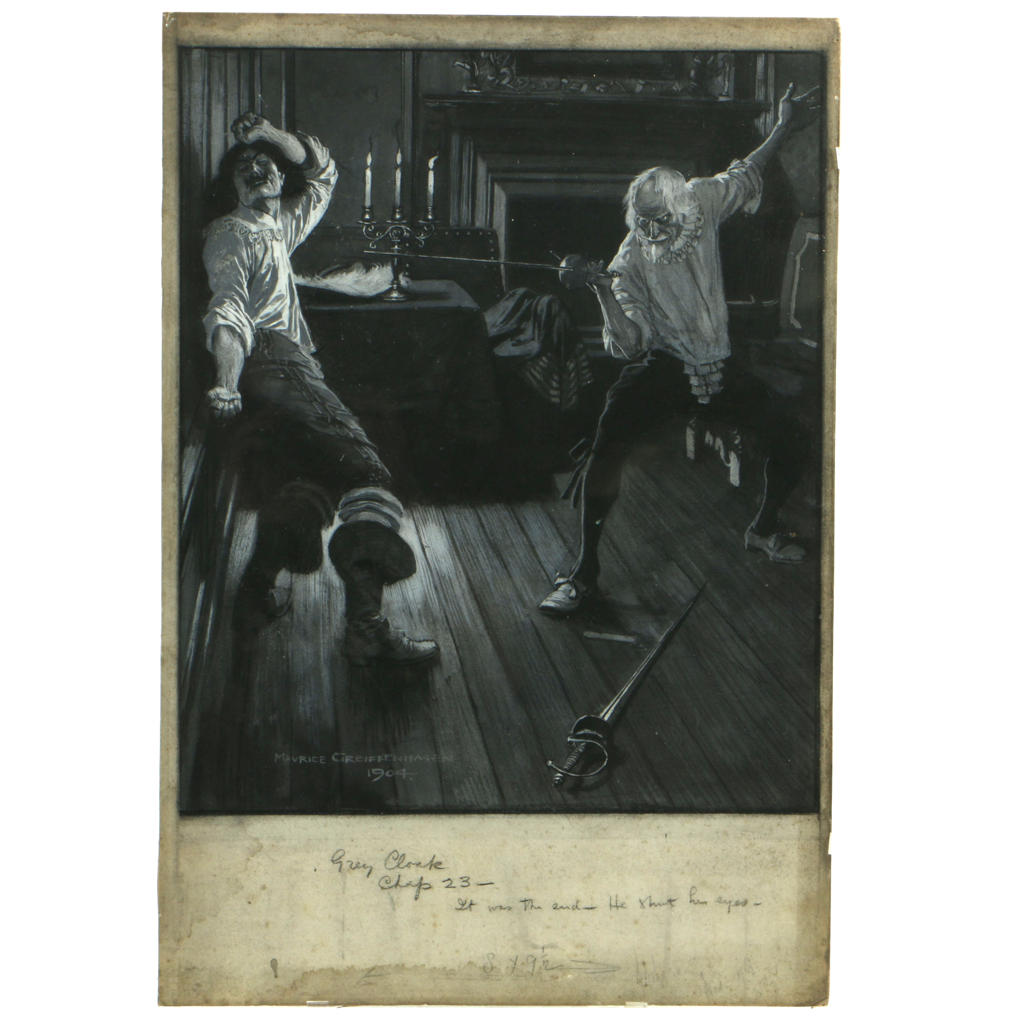 Maurice Greiffenhagen 1904 Mixed Media Illustration for "The Grey Cloak"